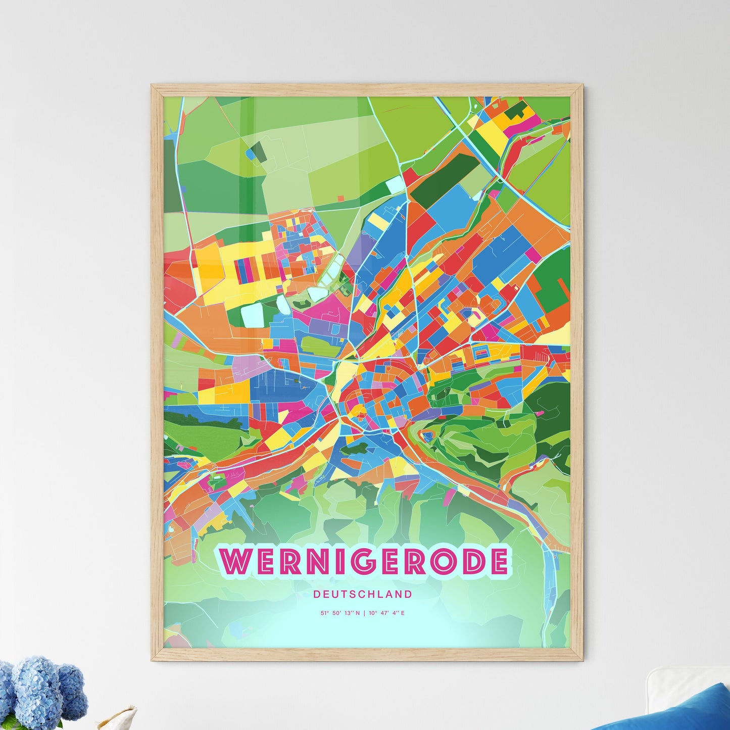 Colorful WERNIGERODE GERMANY Fine Art Map Crazy Colors