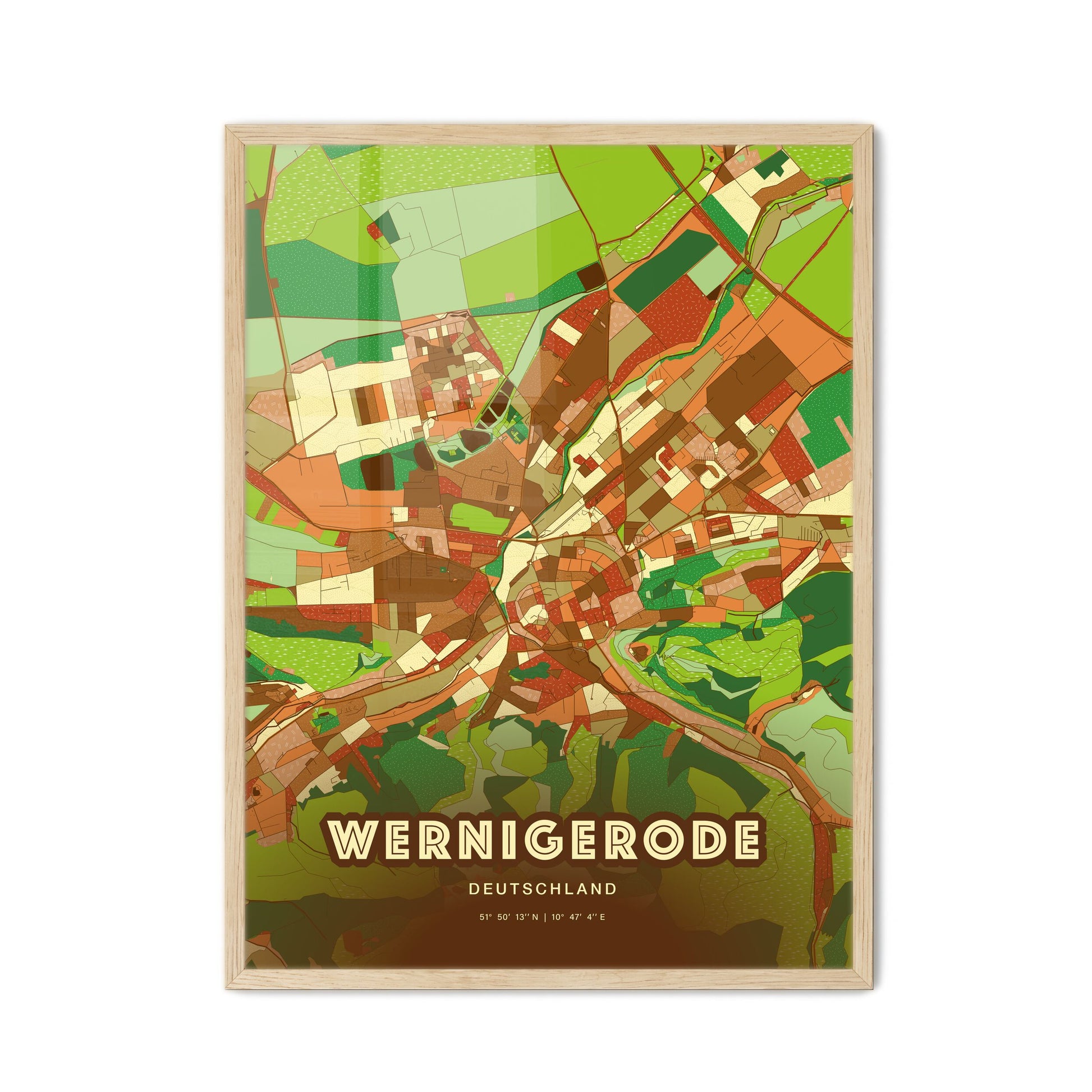 Colorful WERNIGERODE GERMANY Fine Art Map Farmhouse