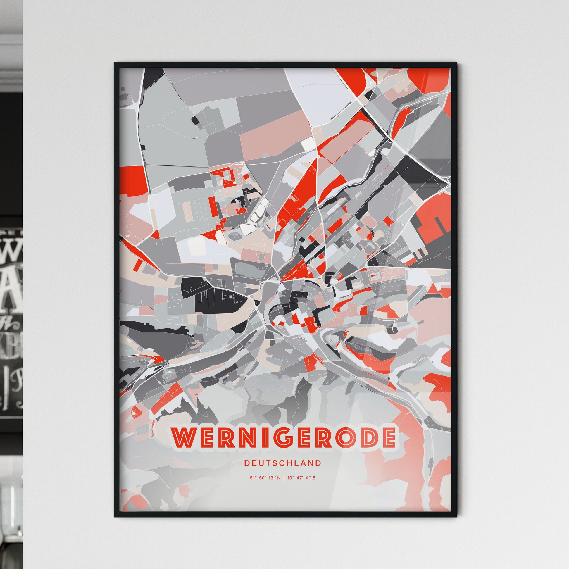 Colorful WERNIGERODE GERMANY Fine Art Map Modern