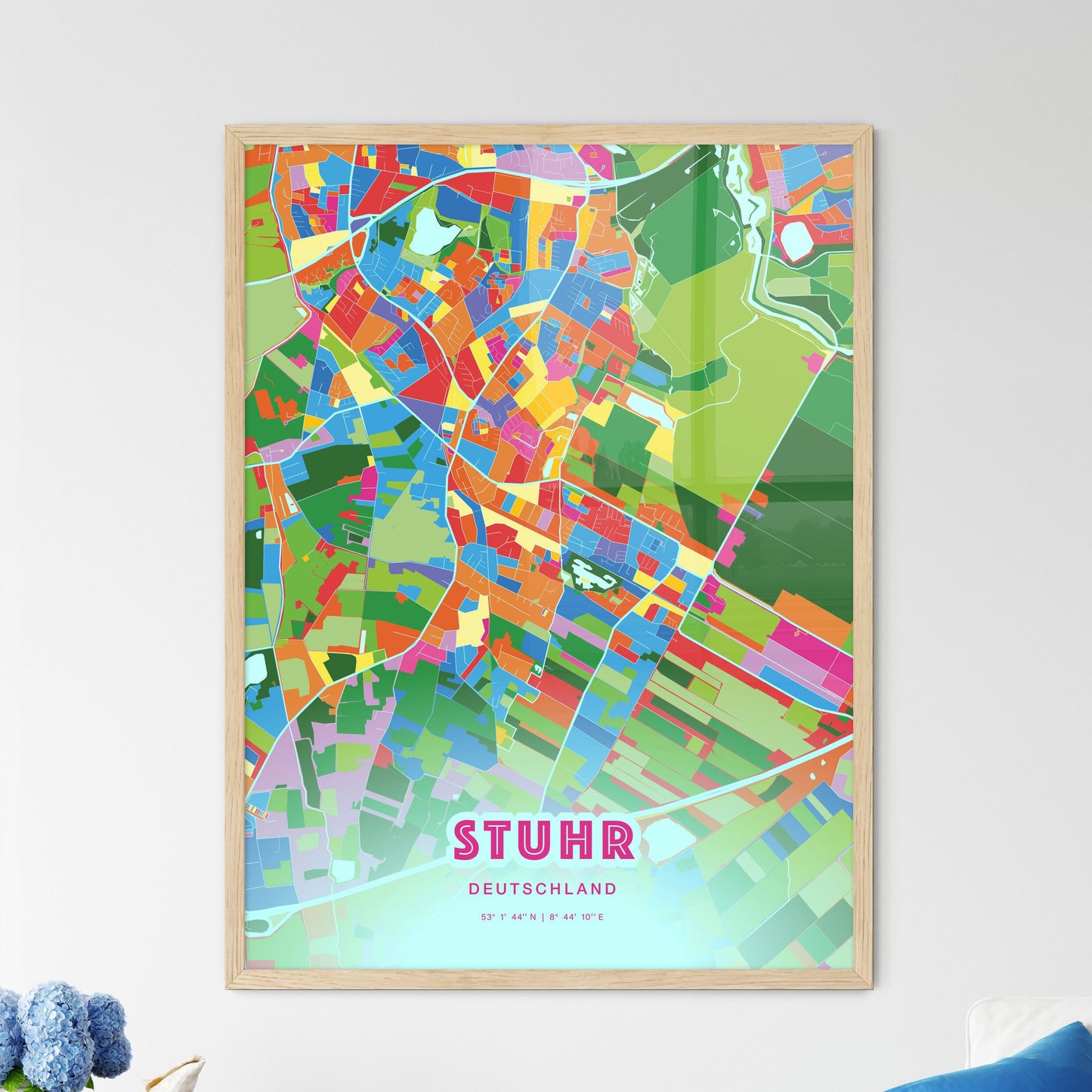 Colorful STUHR GERMANY Fine Art Map Crazy Colors