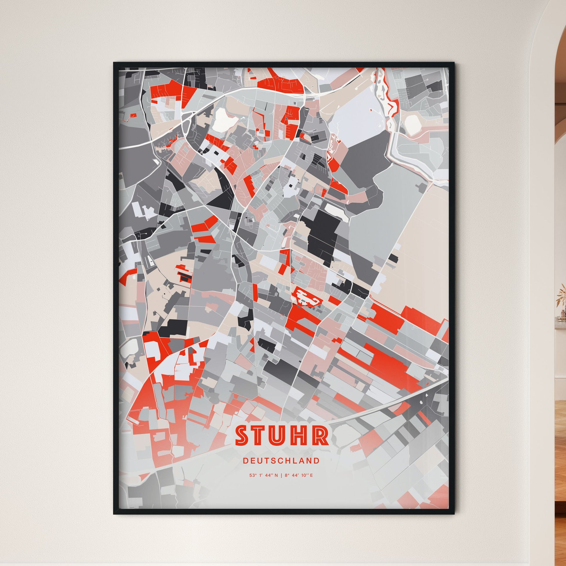 Colorful STUHR GERMANY Fine Art Map Modern