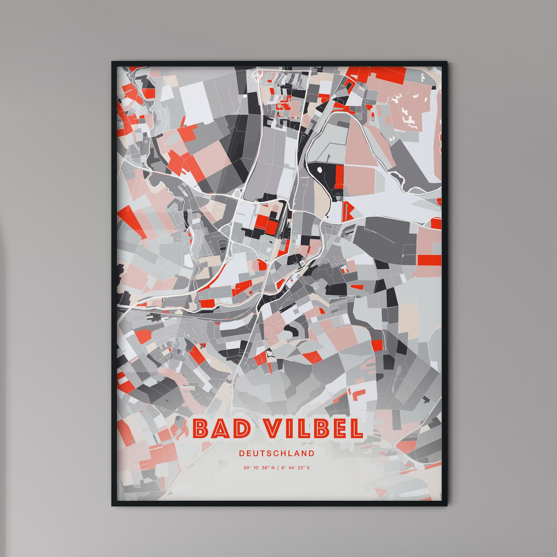 Colorful BAD VILBEL GERMANY Fine Art Map Modern