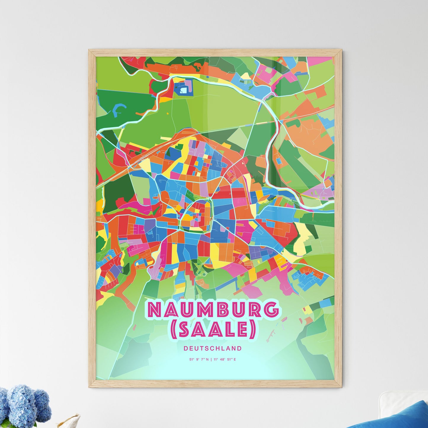 Colorful NAUMBURG (SAALE) GERMANY Fine Art Map Crazy Colors