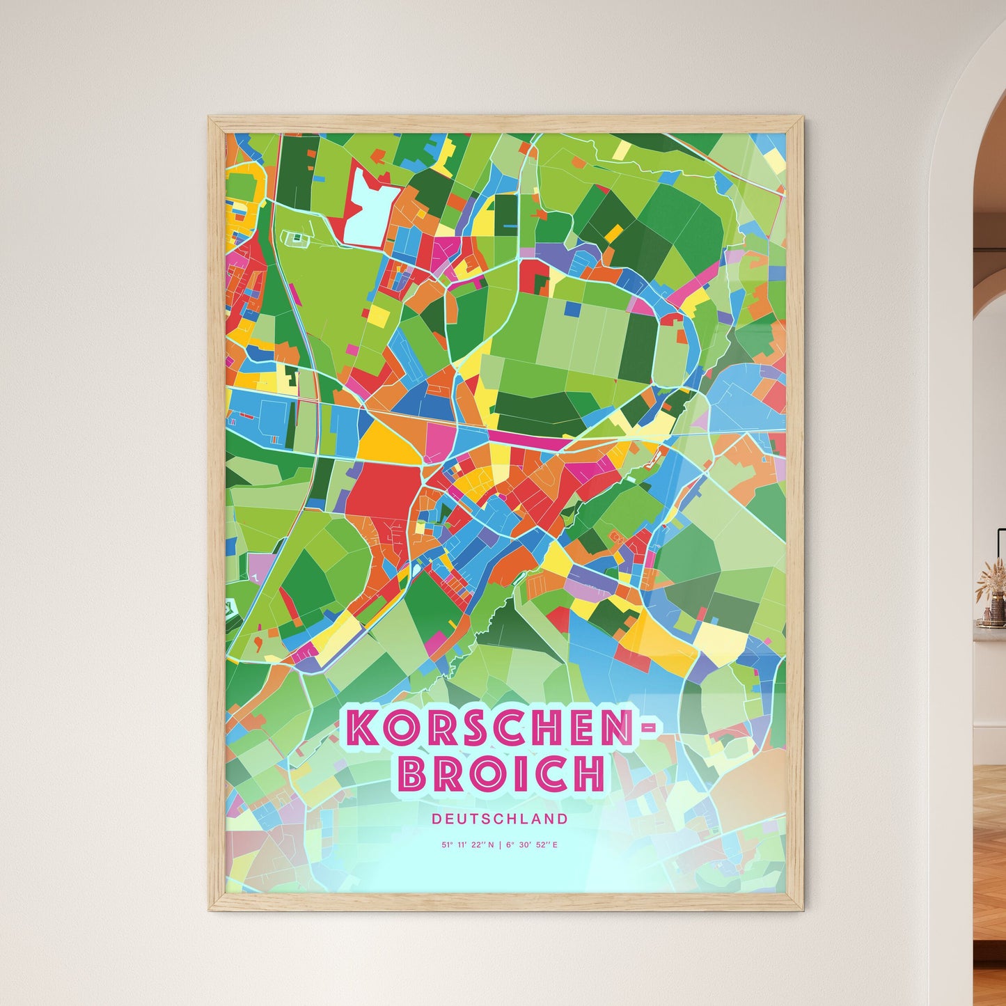 Colorful KORSCHENBROICH GERMANY Fine Art Map Crazy Colors