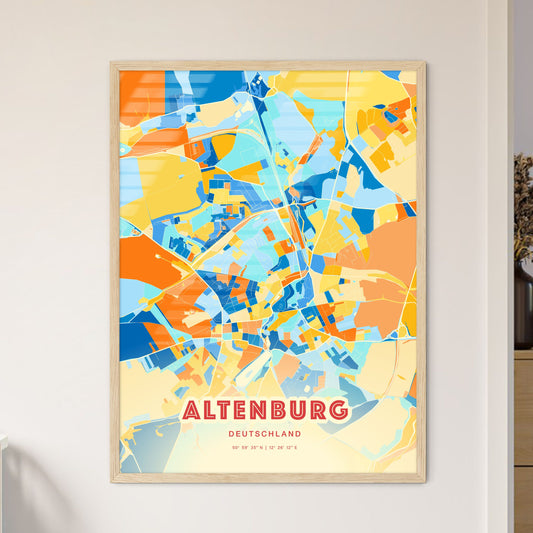 Colorful ALTENBURG GERMANY Fine Art Map Blue Orange