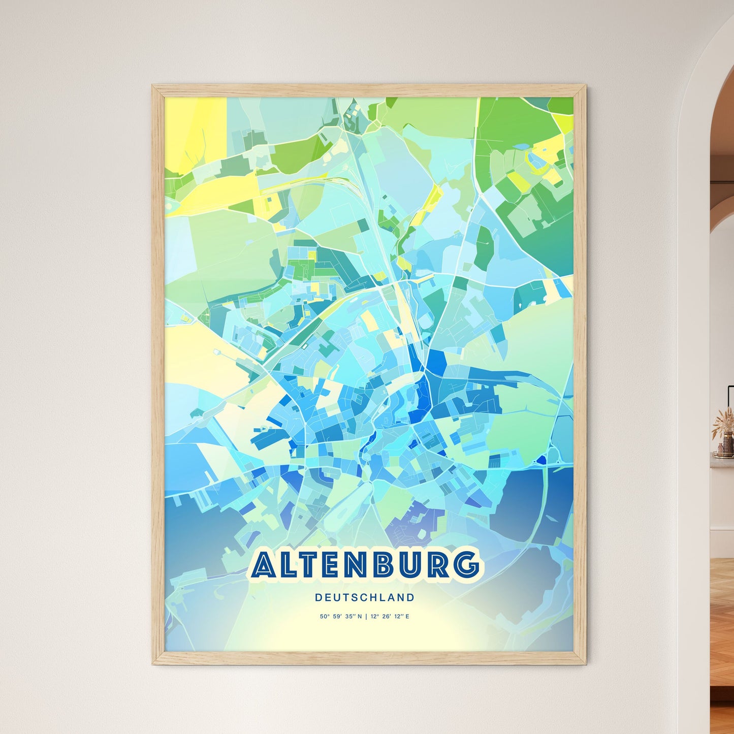 Colorful ALTENBURG GERMANY Fine Art Map Cool Blue