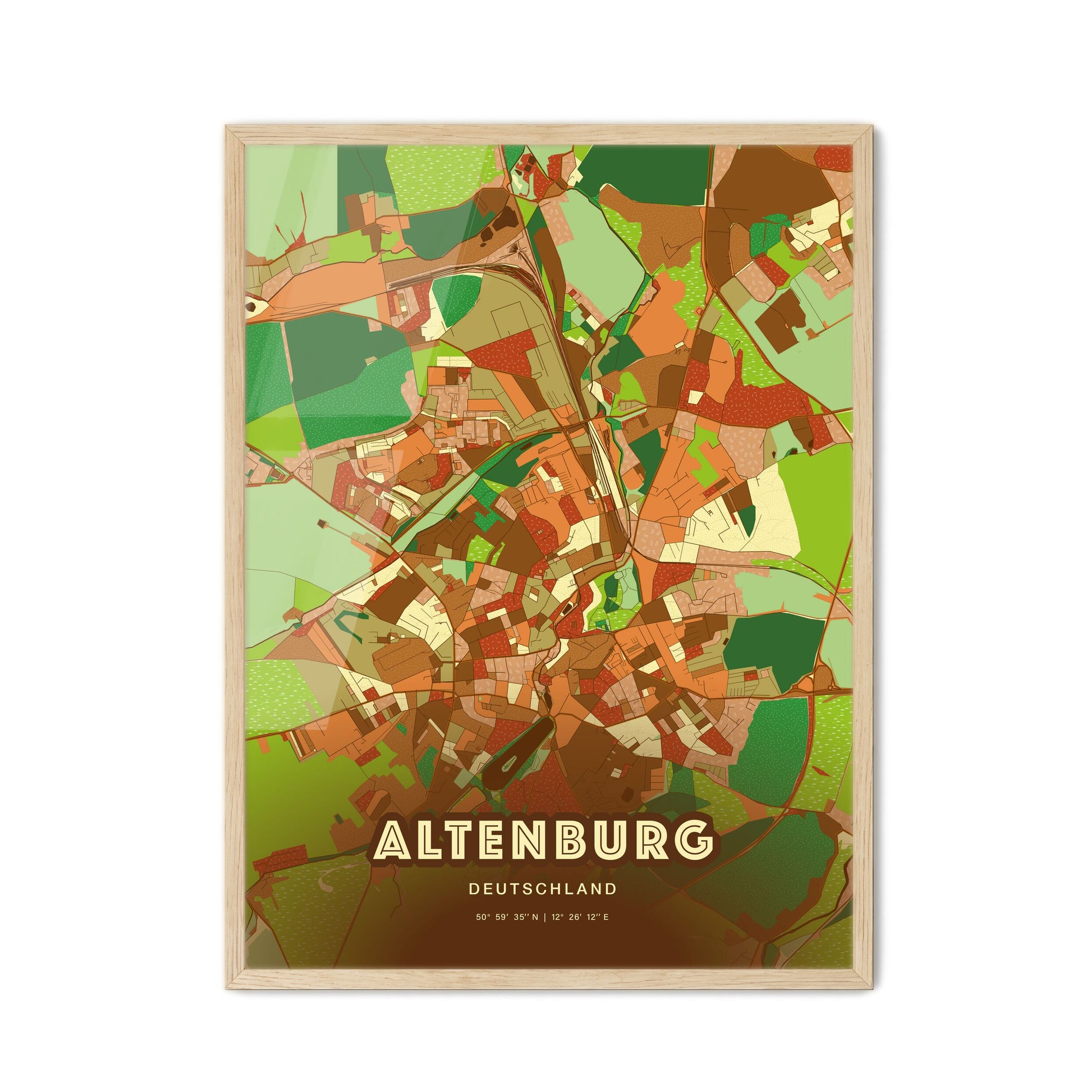 Colorful ALTENBURG GERMANY Fine Art Map Farmhouse