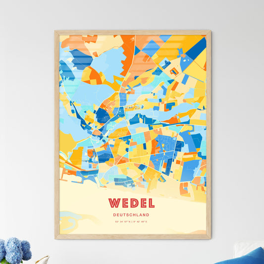 Colorful WEDEL GERMANY Fine Art Map Blue Orange