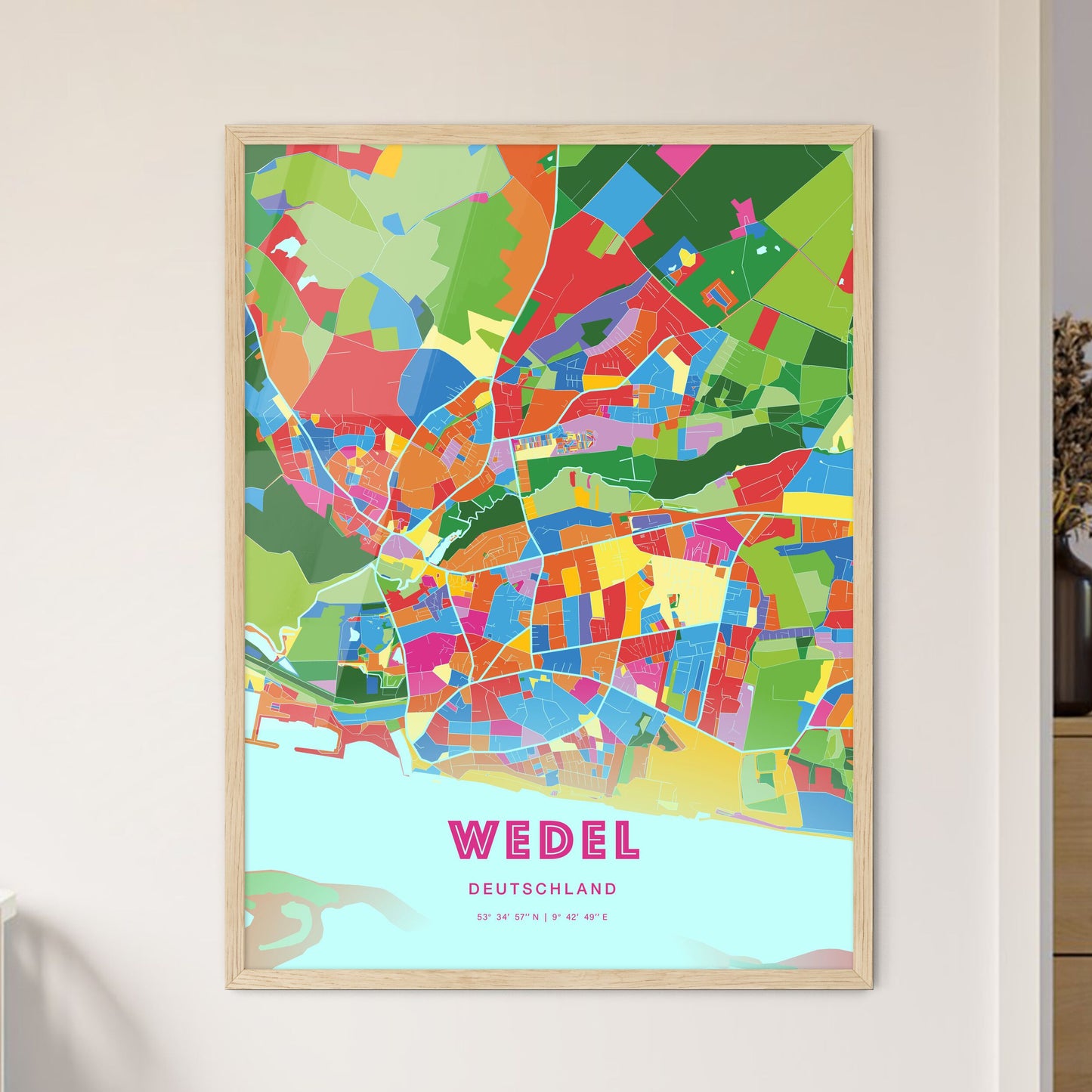 Colorful WEDEL GERMANY Fine Art Map Crazy Colors