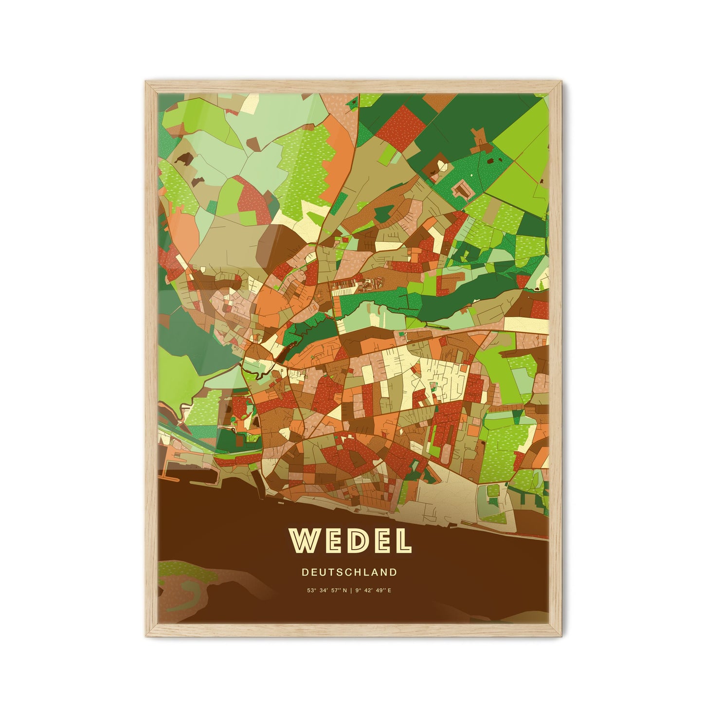 Colorful WEDEL GERMANY Fine Art Map Farmhouse