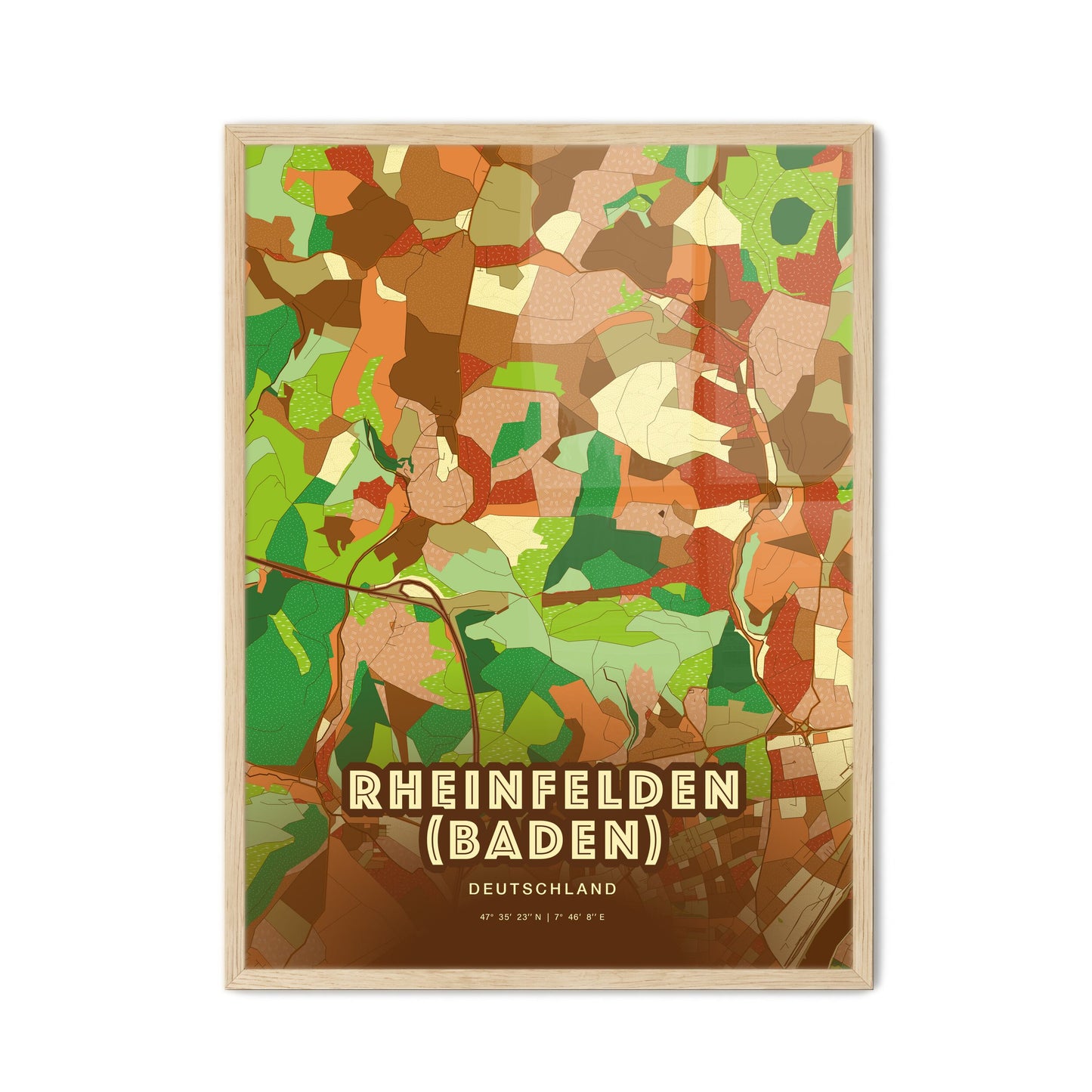 Colorful RHEINFELDEN (BADEN) GERMANY Fine Art Map Farmhouse