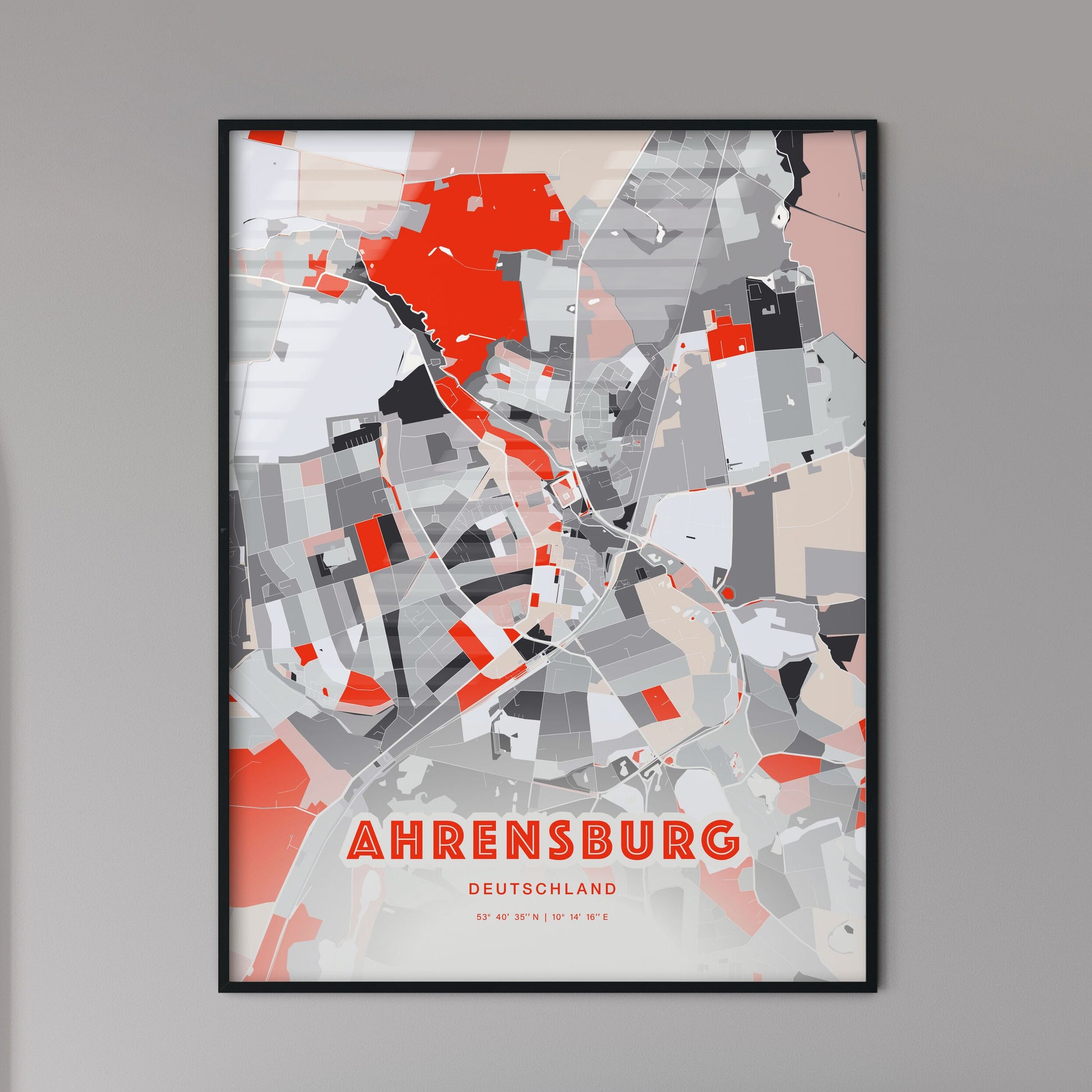 Colorful AHRENSBURG GERMANY Fine Art Map Modern