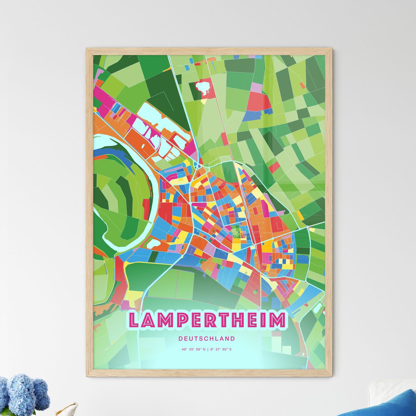 Colorful LAMPERTHEIM GERMANY Fine Art Map Crazy Colors