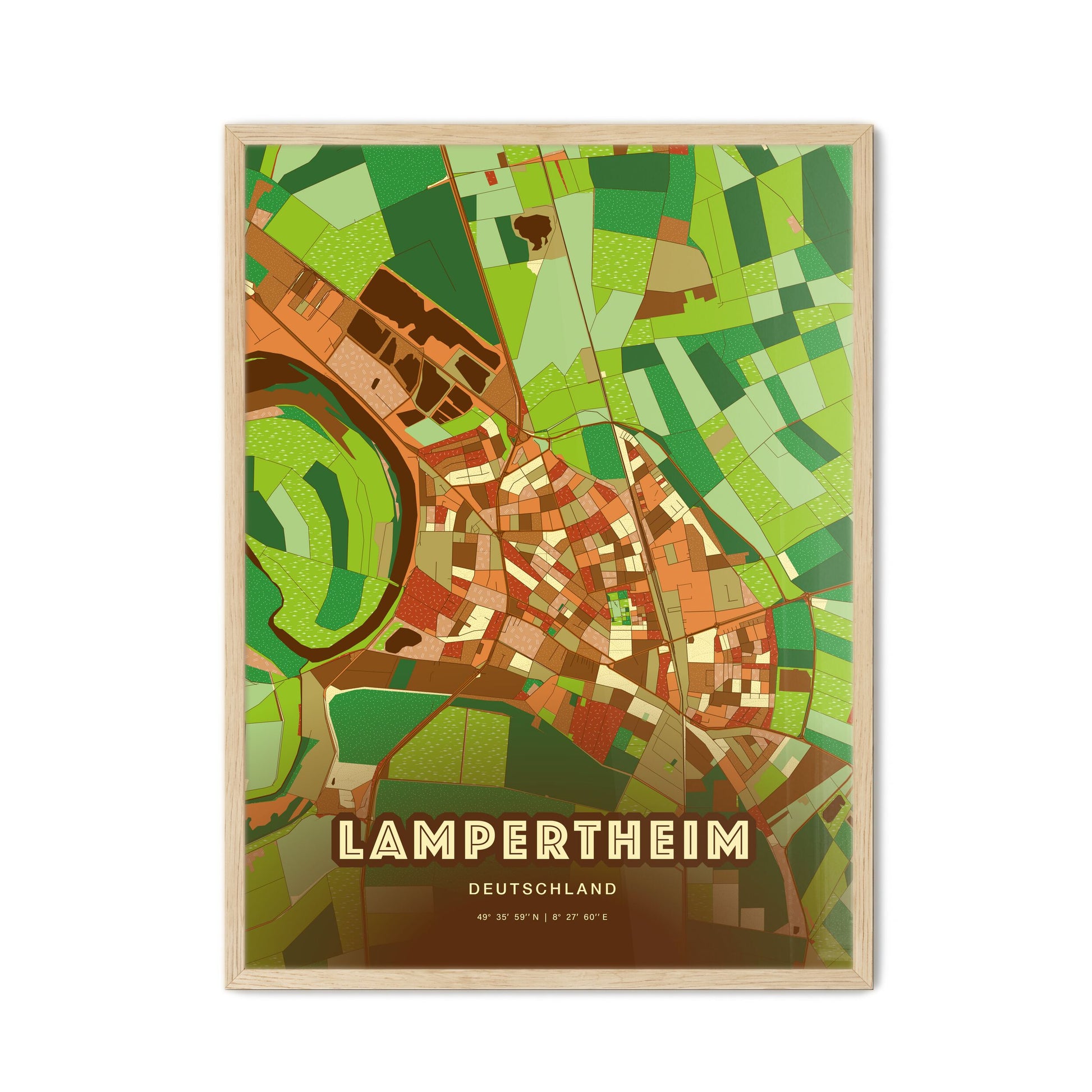 Colorful LAMPERTHEIM GERMANY Fine Art Map Farmhouse