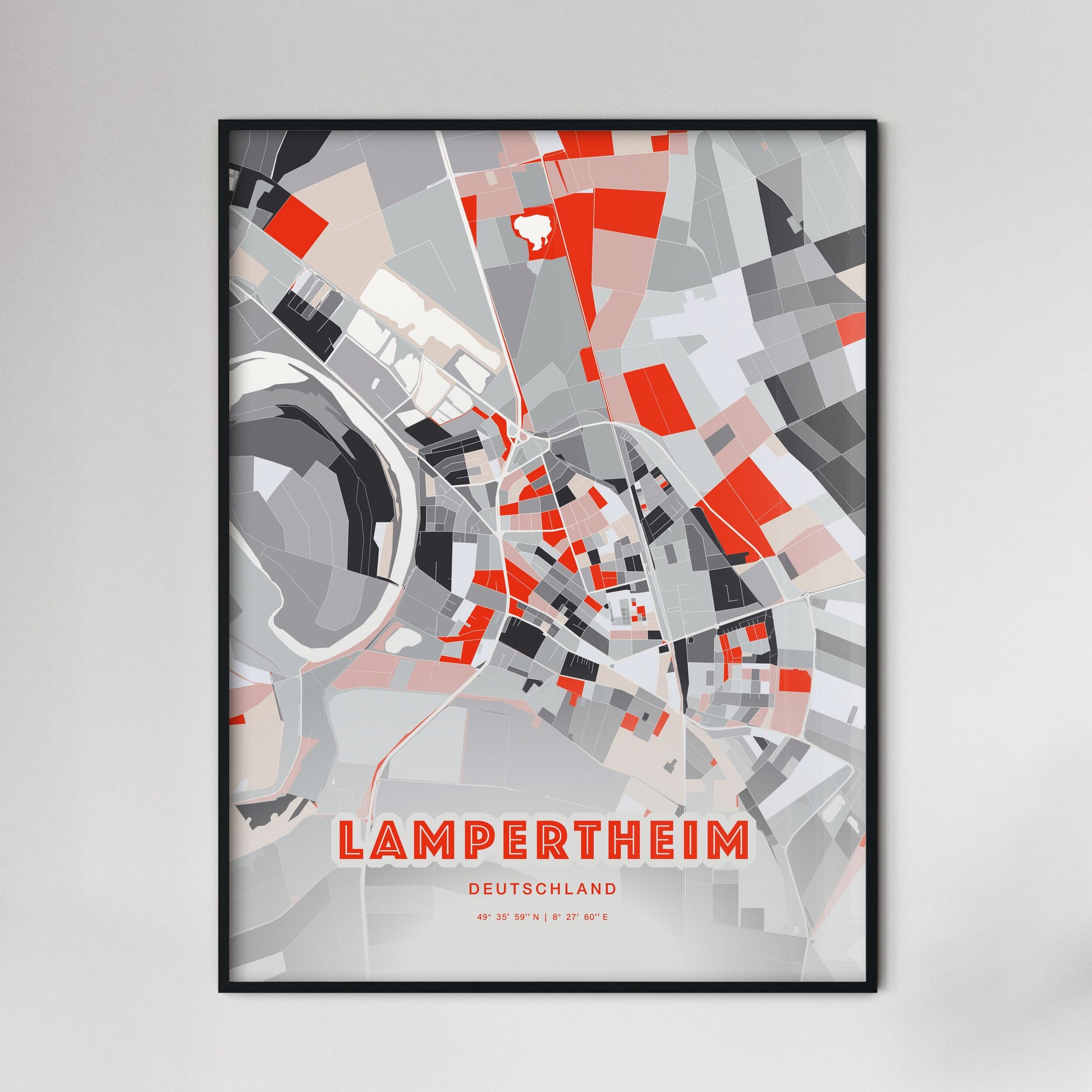 Colorful LAMPERTHEIM GERMANY Fine Art Map Modern