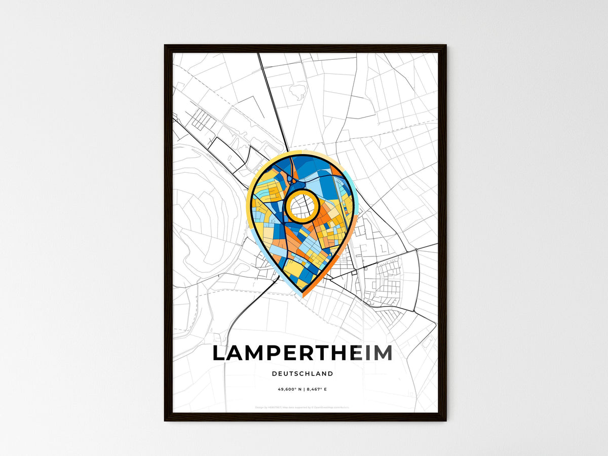 LAMPERTHEIM GERMANY minimal art map with a colorful icon. Creative city ...