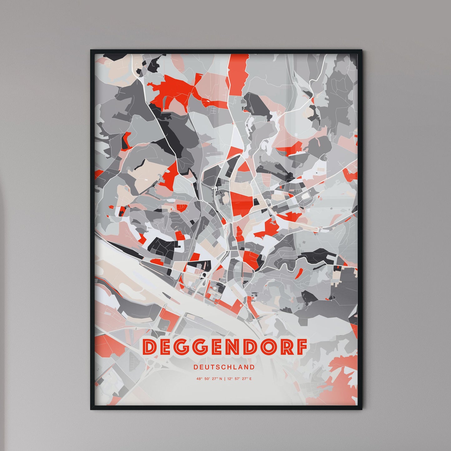 Colorful DEGGENDORF GERMANY Fine Art Map Modern