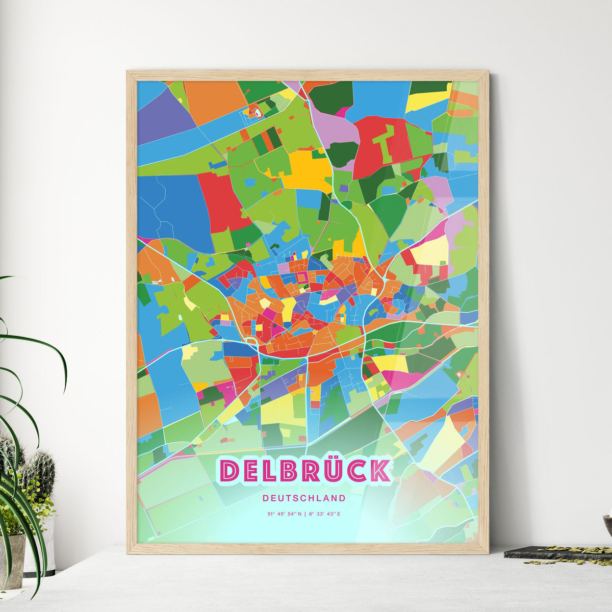 Colorful DELBRUCK GERMANY Fine Art Map Crazy Colors