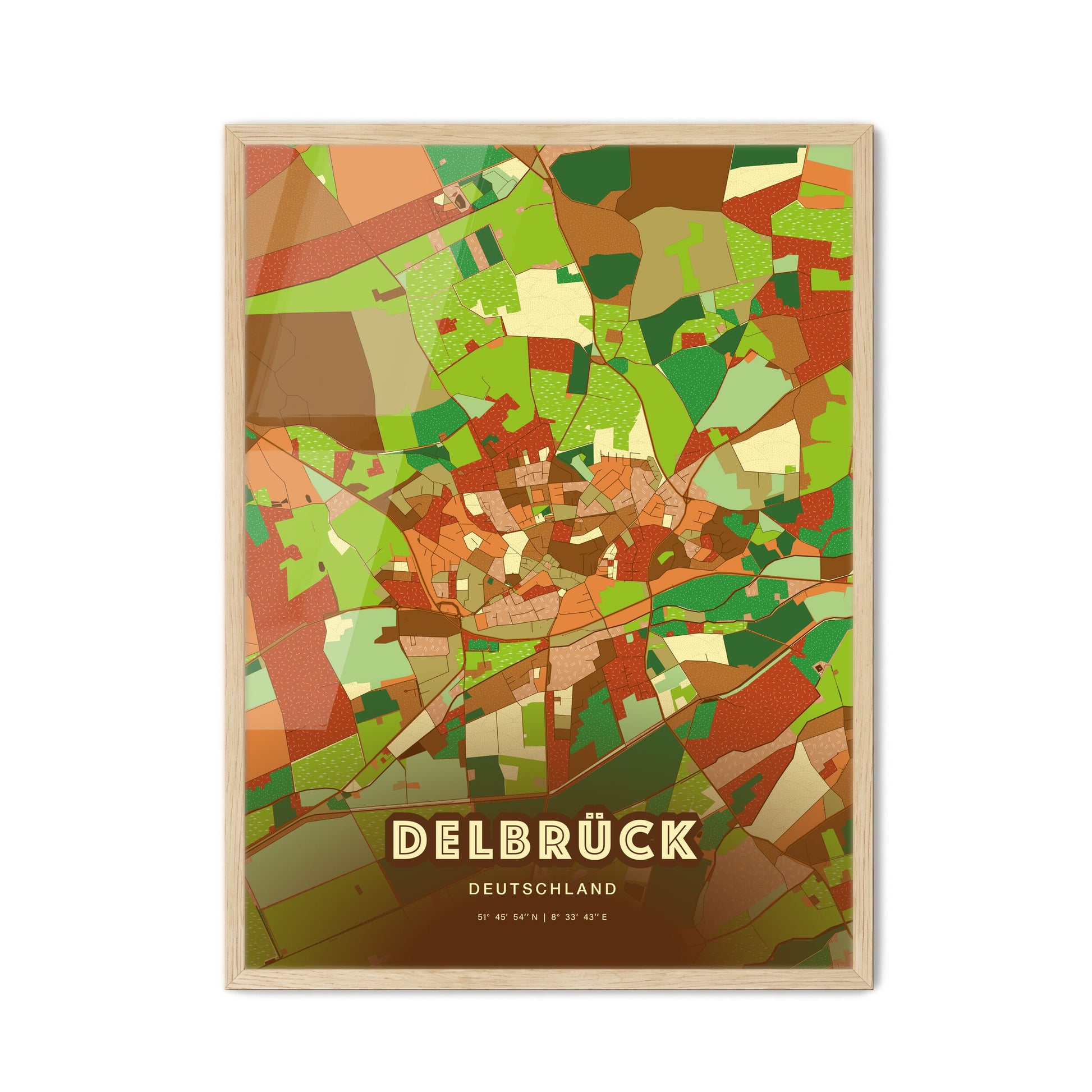 Colorful DELBRUCK GERMANY Fine Art Map Farmhouse