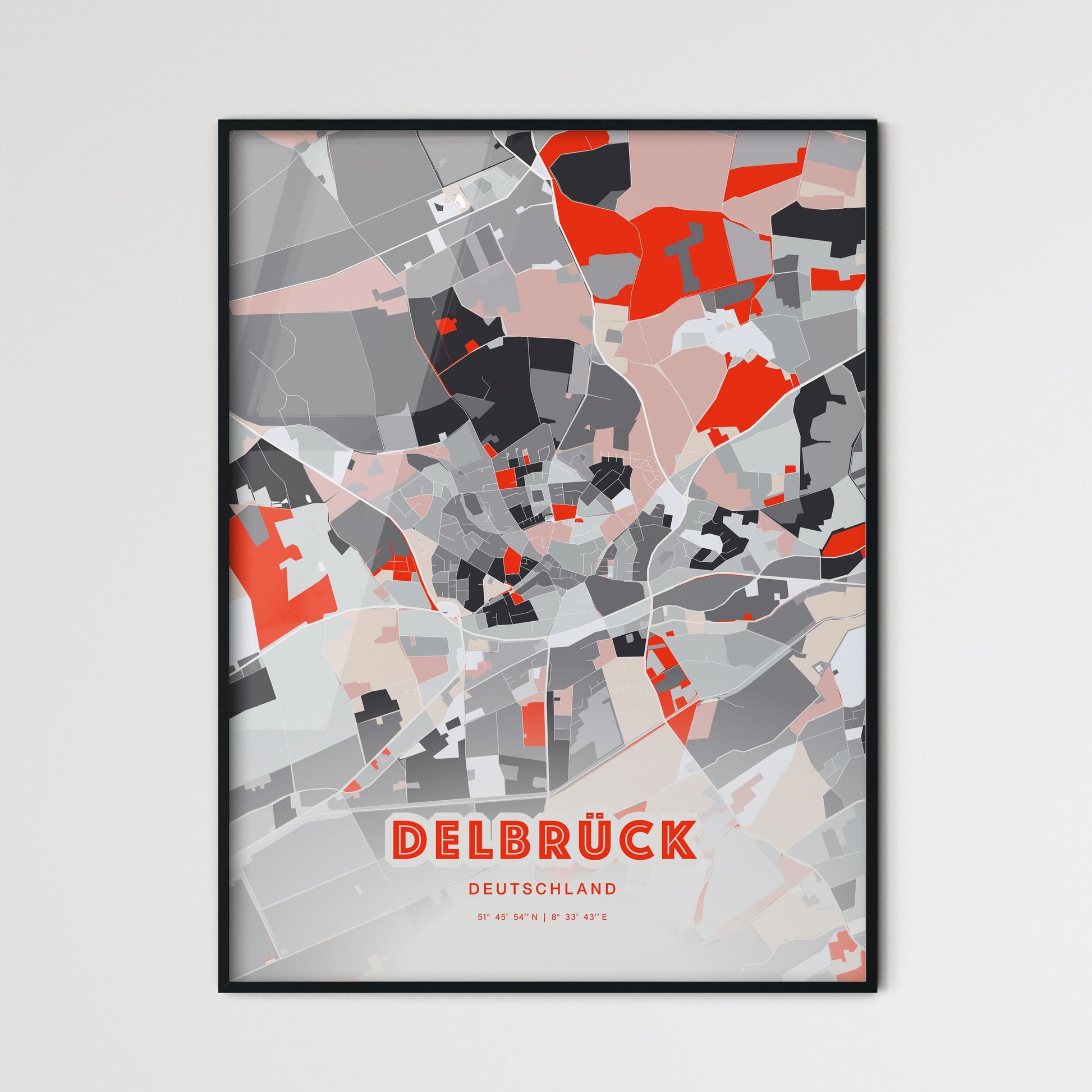 Colorful DELBRUCK GERMANY Fine Art Map Modern