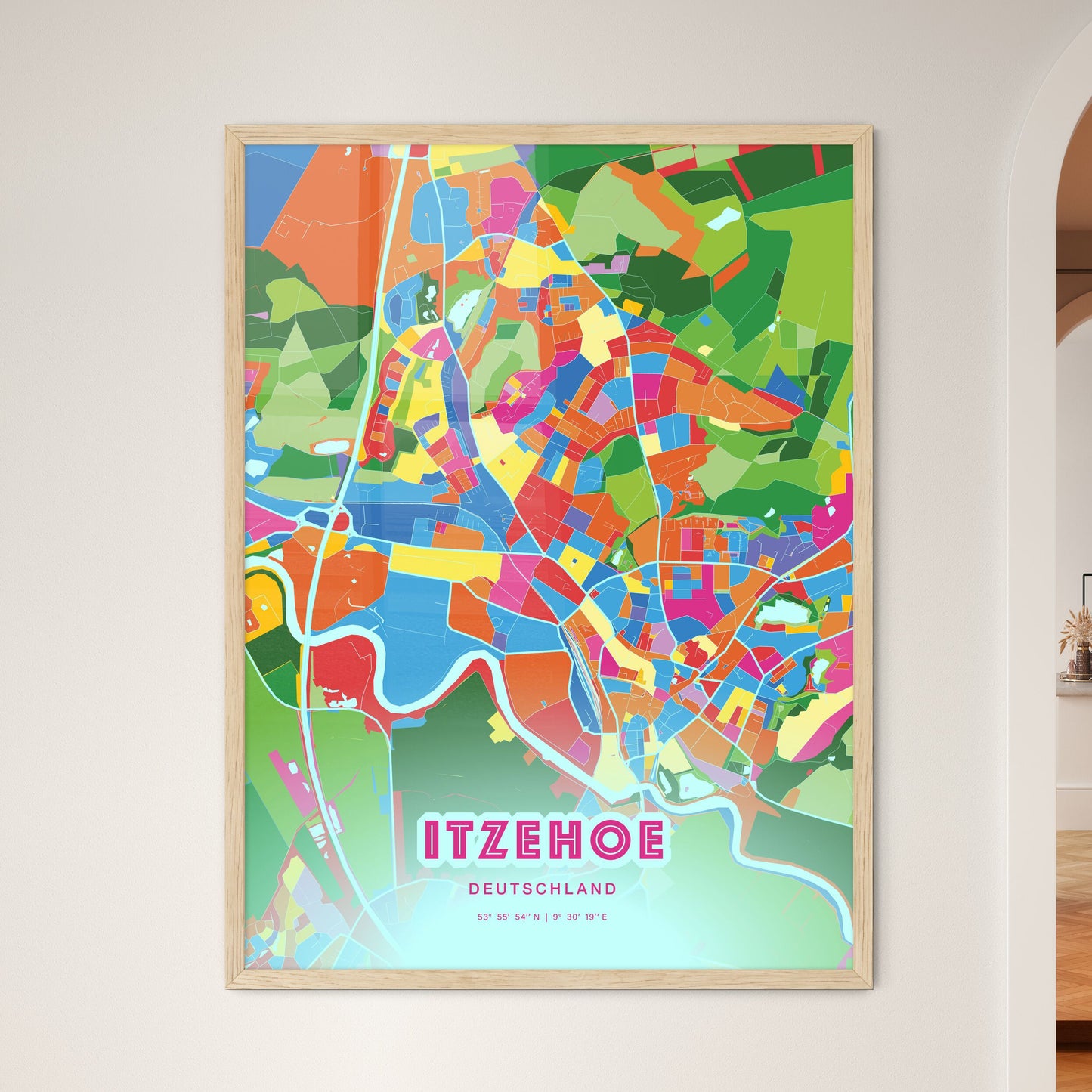 Colorful ITZEHOE GERMANY Fine Art Map Crazy Colors