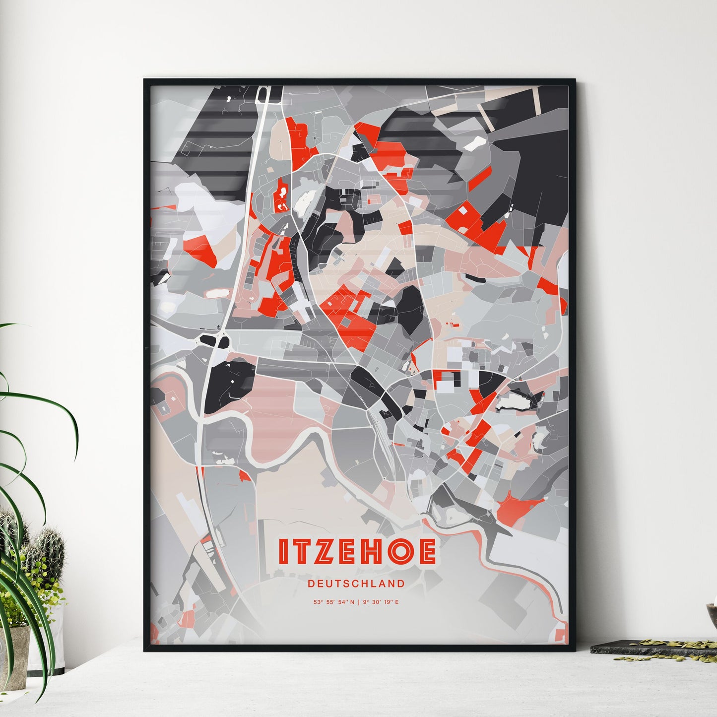 Colorful ITZEHOE GERMANY Fine Art Map Modern