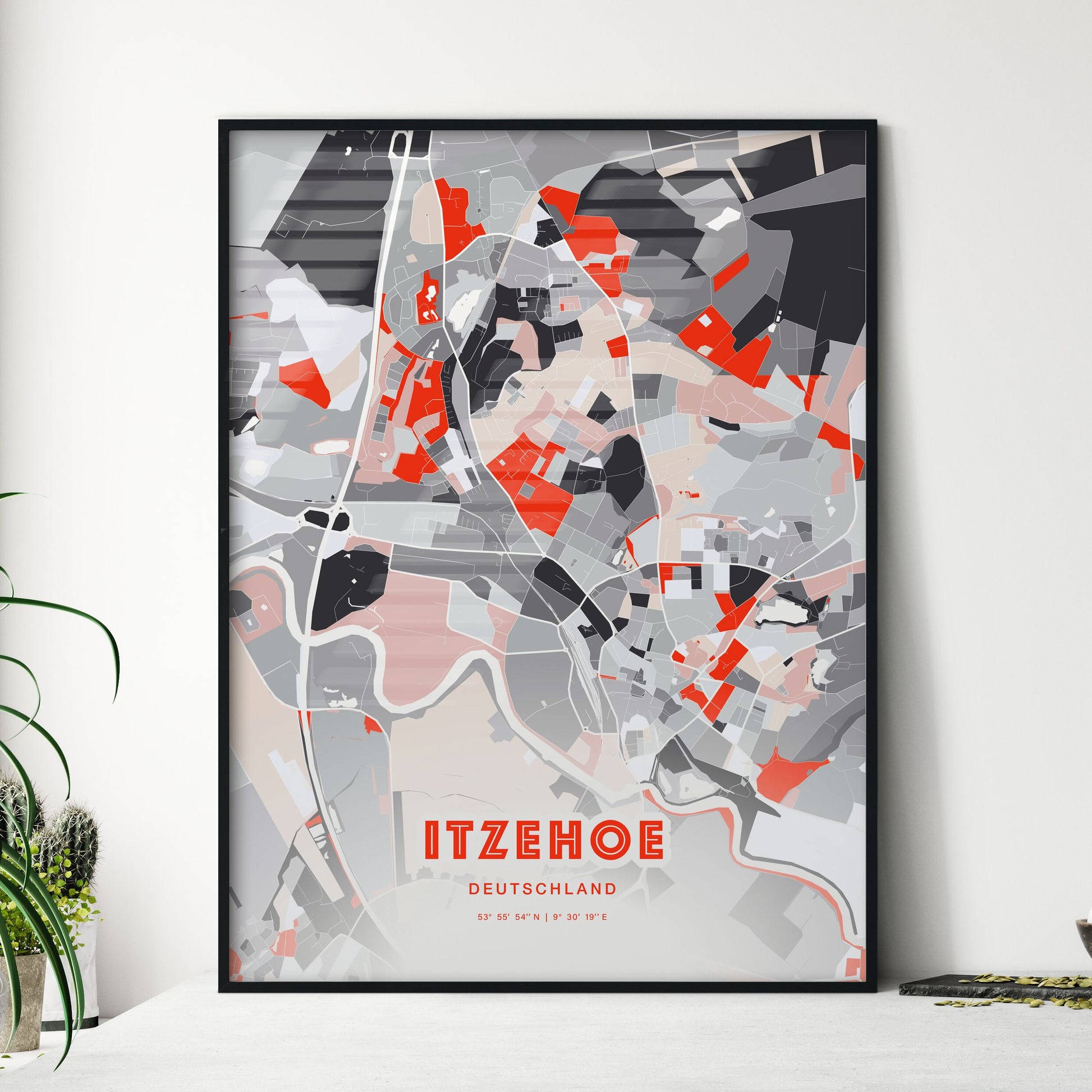 Colorful ITZEHOE GERMANY Fine Art Map Modern