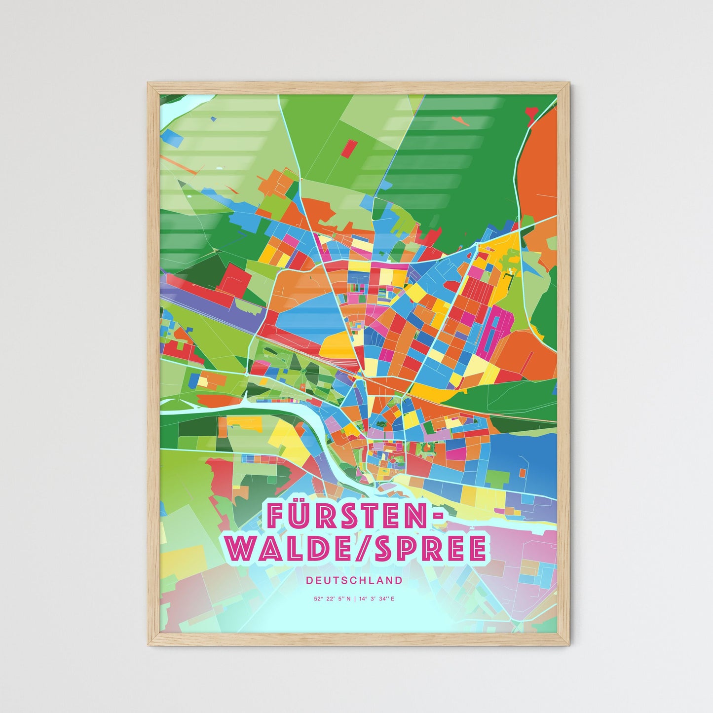 Colorful FURSTENWALDE/SPREE GERMANY Fine Art Map Crazy Colors