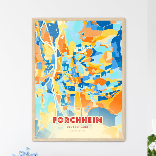 Colorful FORCHHEIM GERMANY Fine Art Map Blue Orange