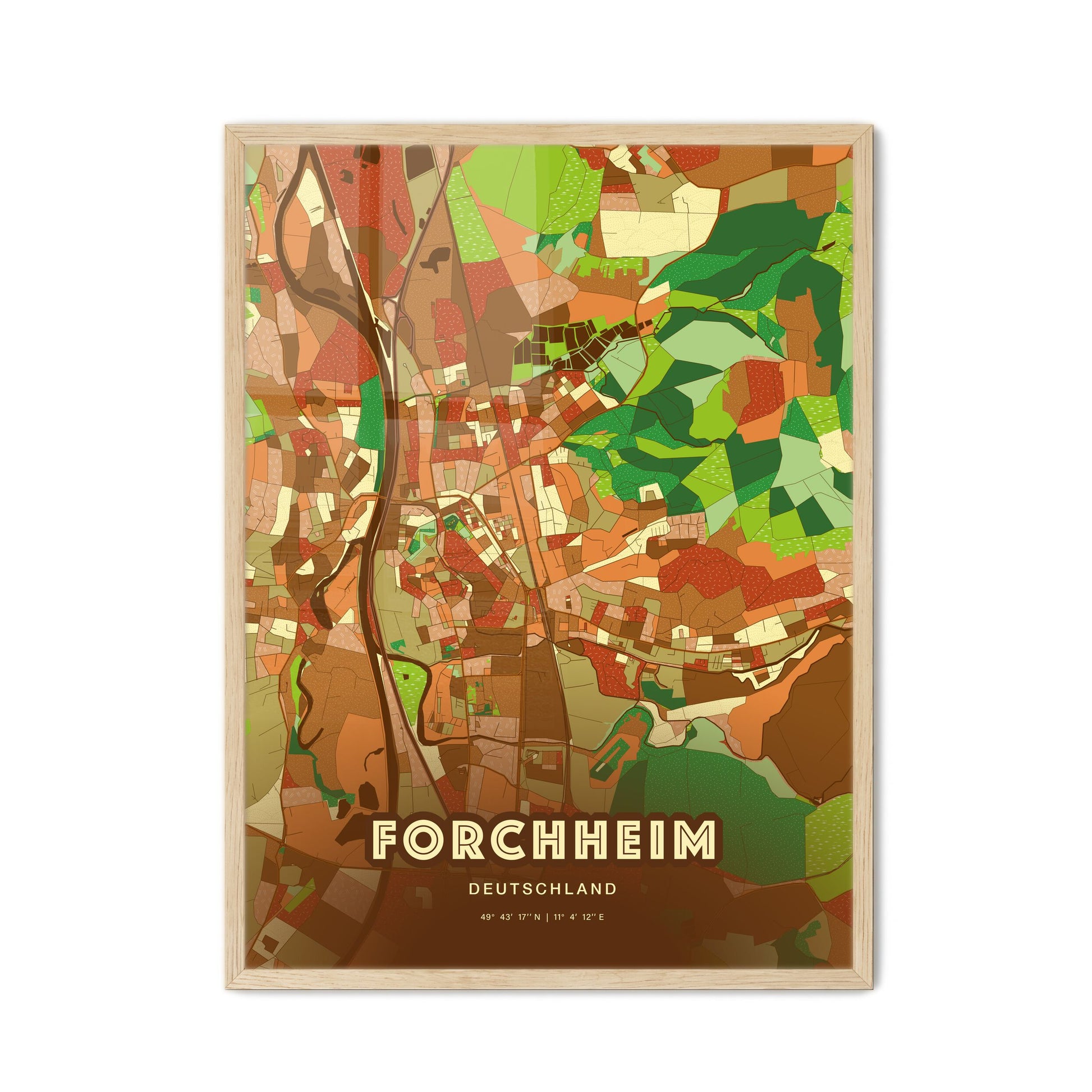 Colorful FORCHHEIM GERMANY Fine Art Map Farmhouse