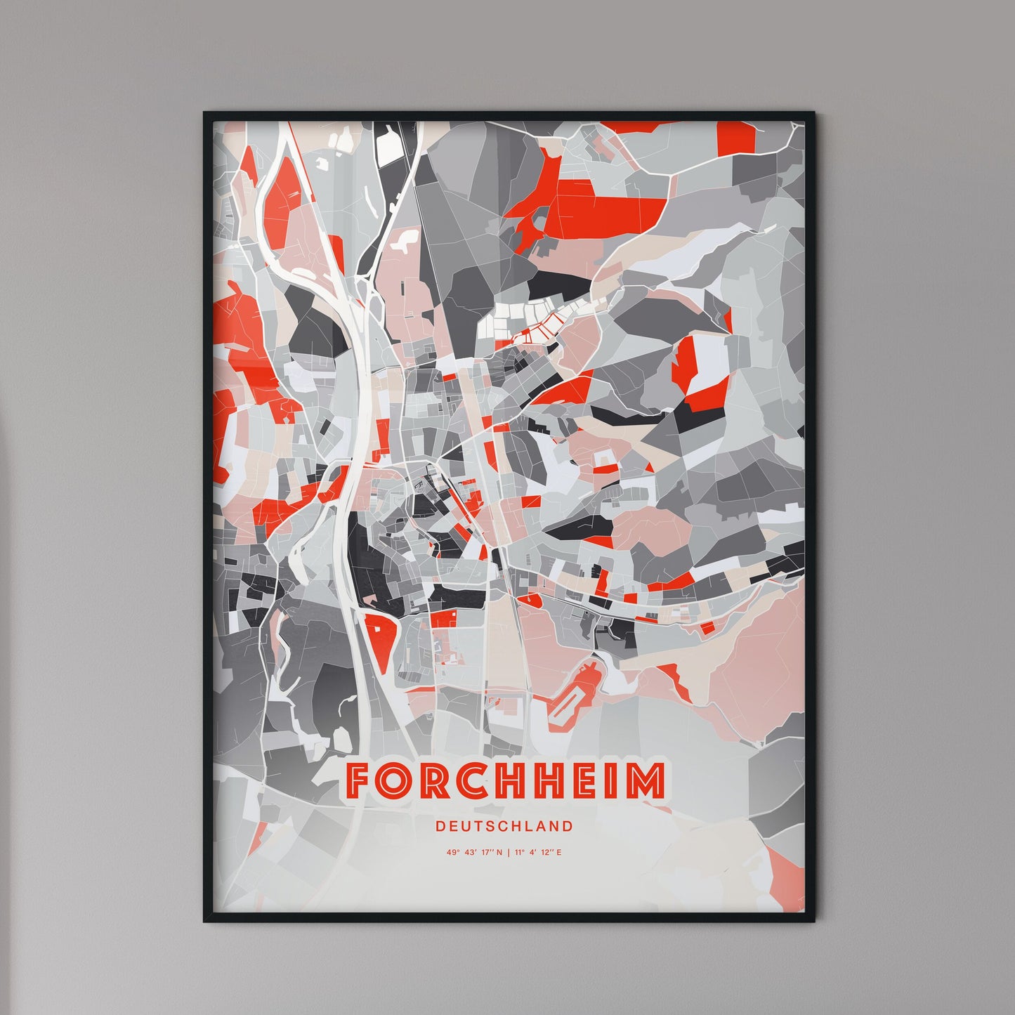 Colorful FORCHHEIM GERMANY Fine Art Map Modern