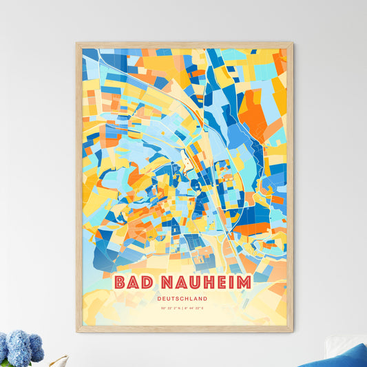 Colorful BAD NAUHEIM GERMANY Fine Art Map Blue Orange