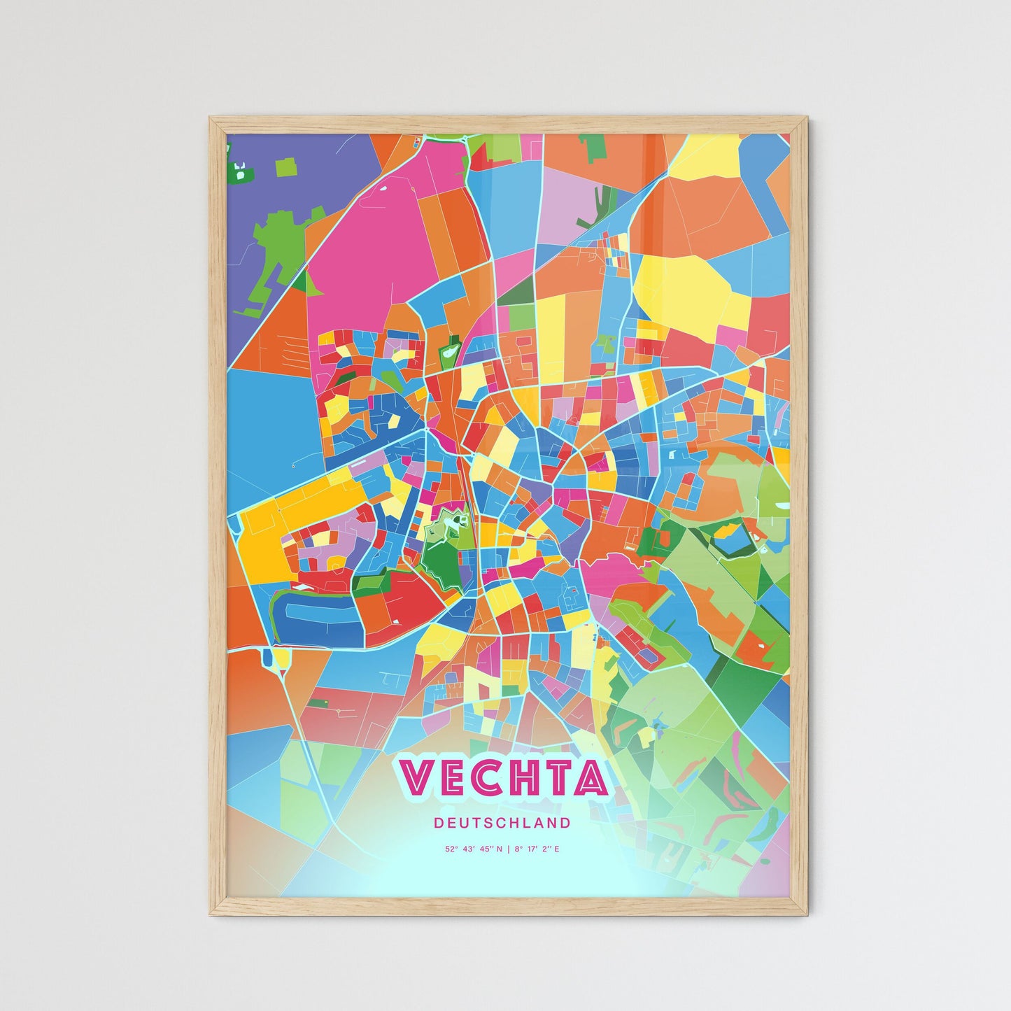 Colorful VECHTA GERMANY Fine Art Map Crazy Colors