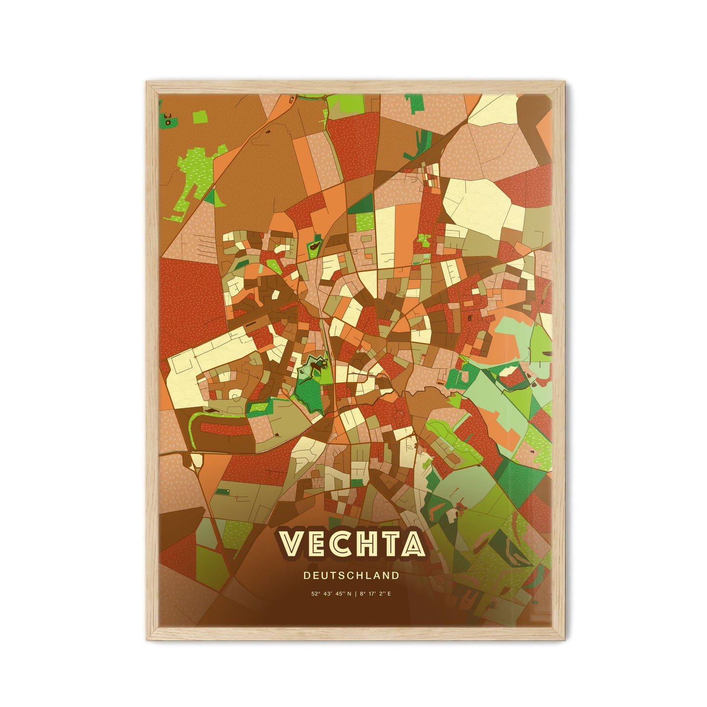 Colorful VECHTA GERMANY Fine Art Map Farmhouse