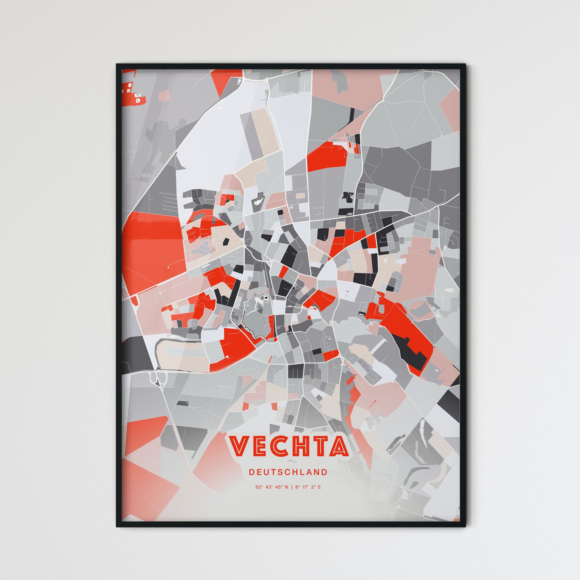 Colorful VECHTA GERMANY Fine Art Map Modern