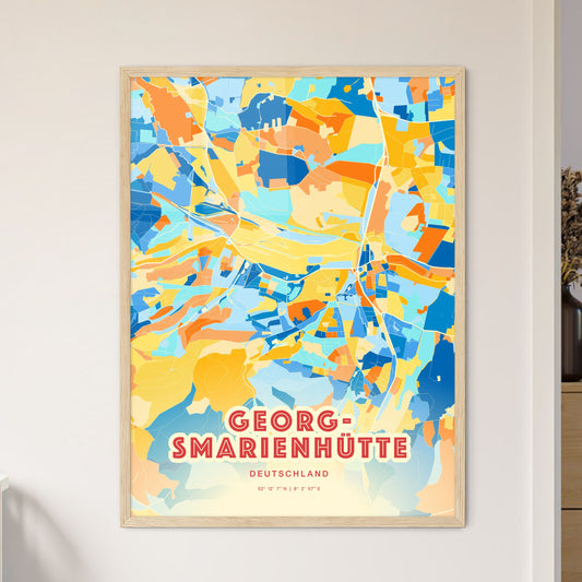 Colorful GEORGSMARIENHUTTE GERMANY Fine Art Map Blue Orange