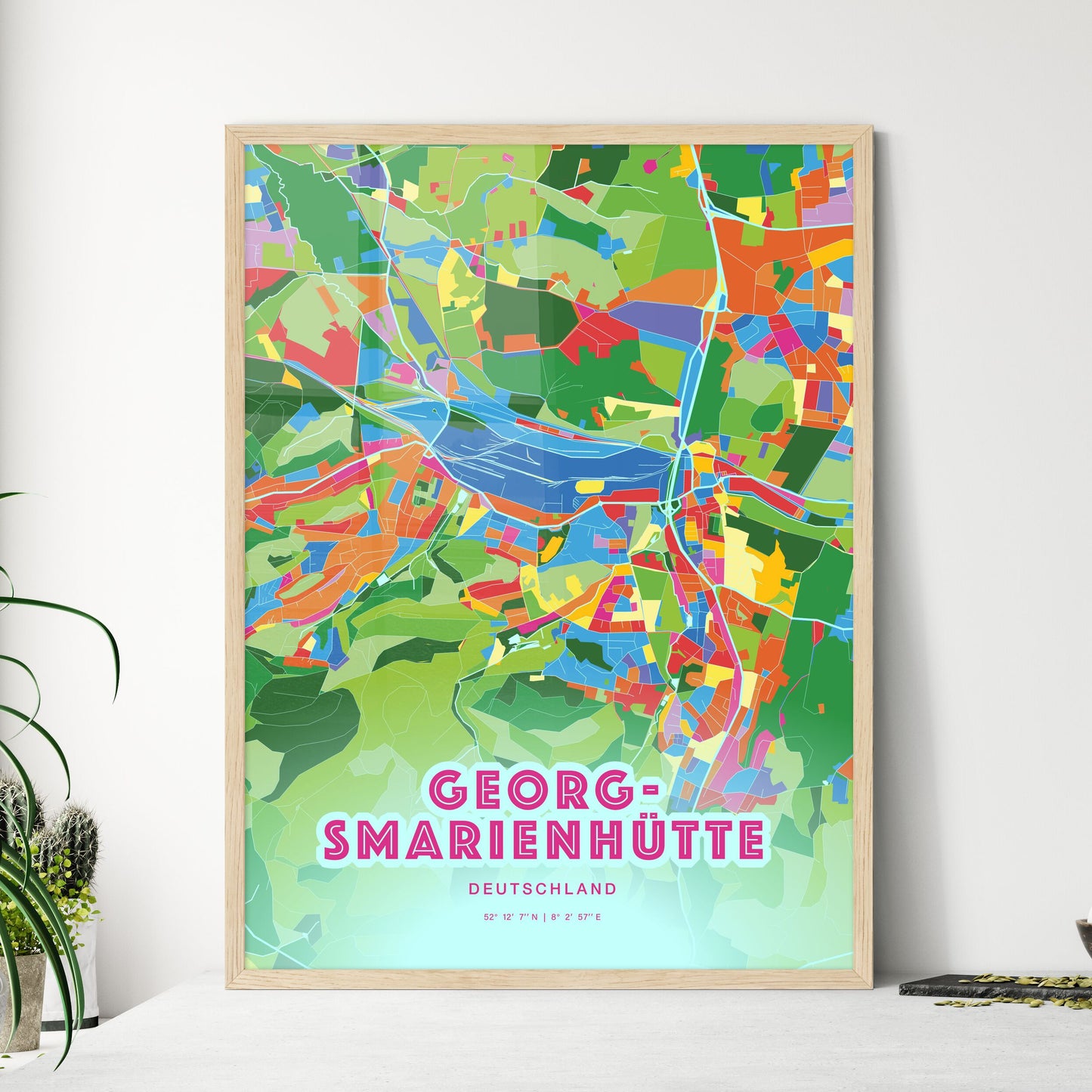 Colorful GEORGSMARIENHUTTE GERMANY Fine Art Map Crazy Colors