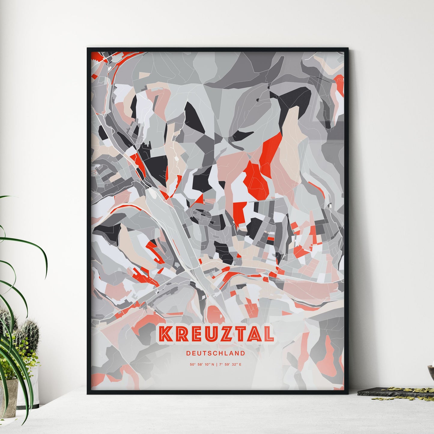 Colorful KREUZTAL GERMANY Fine Art Map Modern