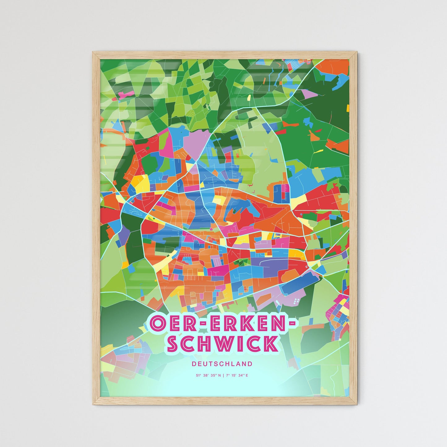 Colorful OER-ERKENSCHWICK GERMANY Fine Art Map Crazy Colors