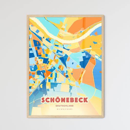 Colorful SCHONEBECK GERMANY Fine Art Map Blue Orange