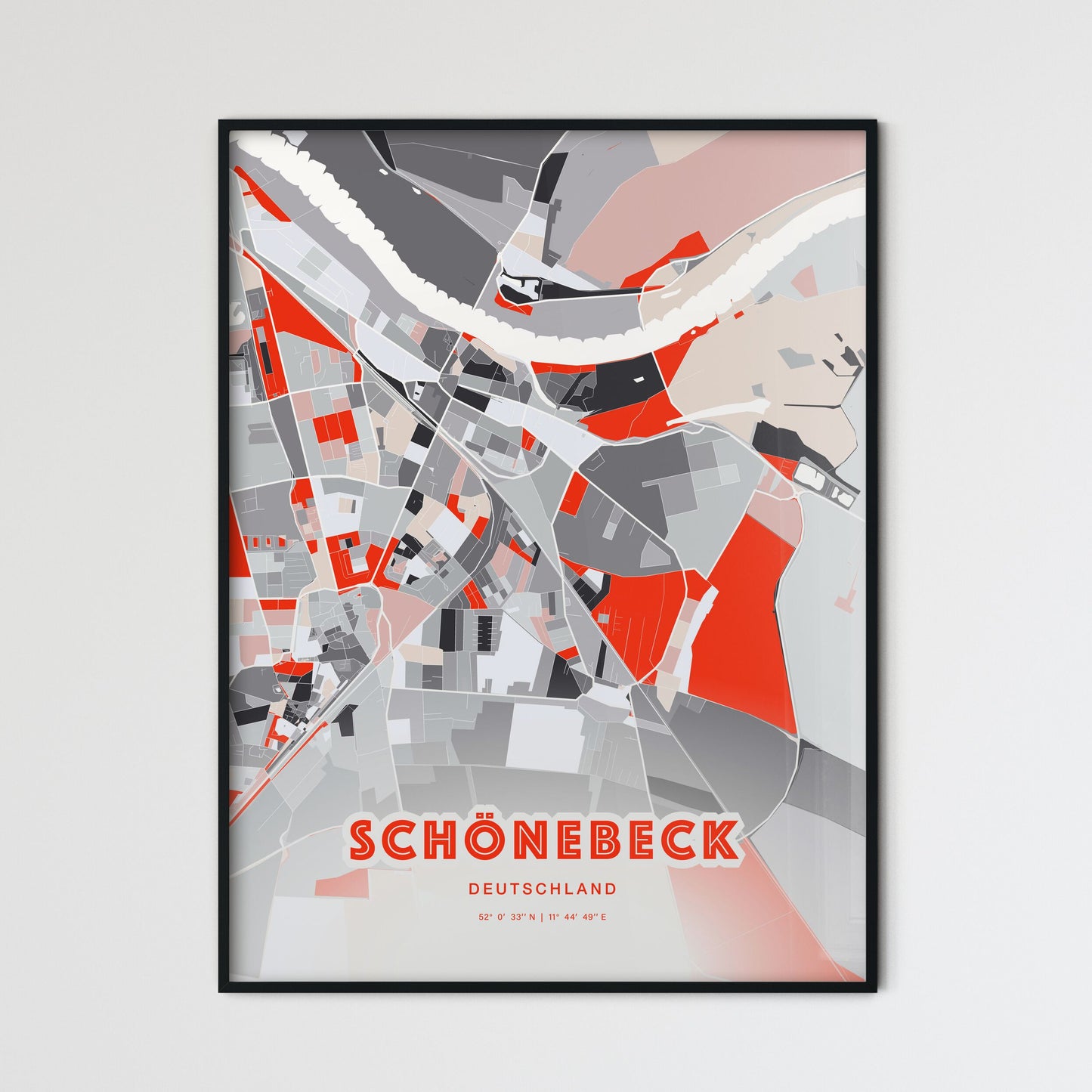 Colorful SCHONEBECK GERMANY Fine Art Map Modern