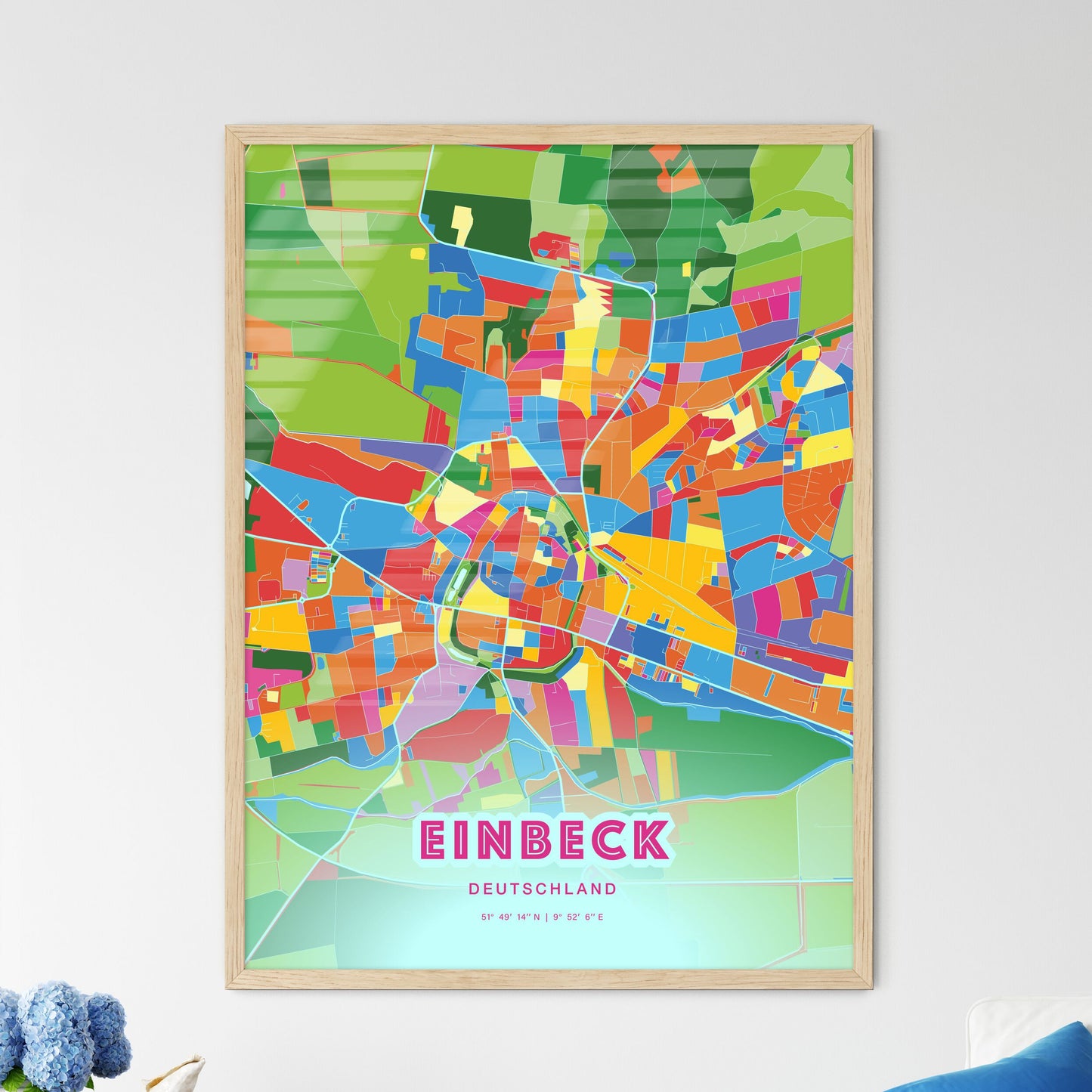 Colorful EINBECK GERMANY Fine Art Map Crazy Colors