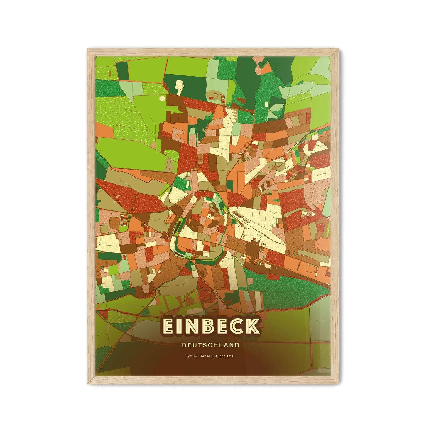 Colorful EINBECK GERMANY Fine Art Map Farmhouse