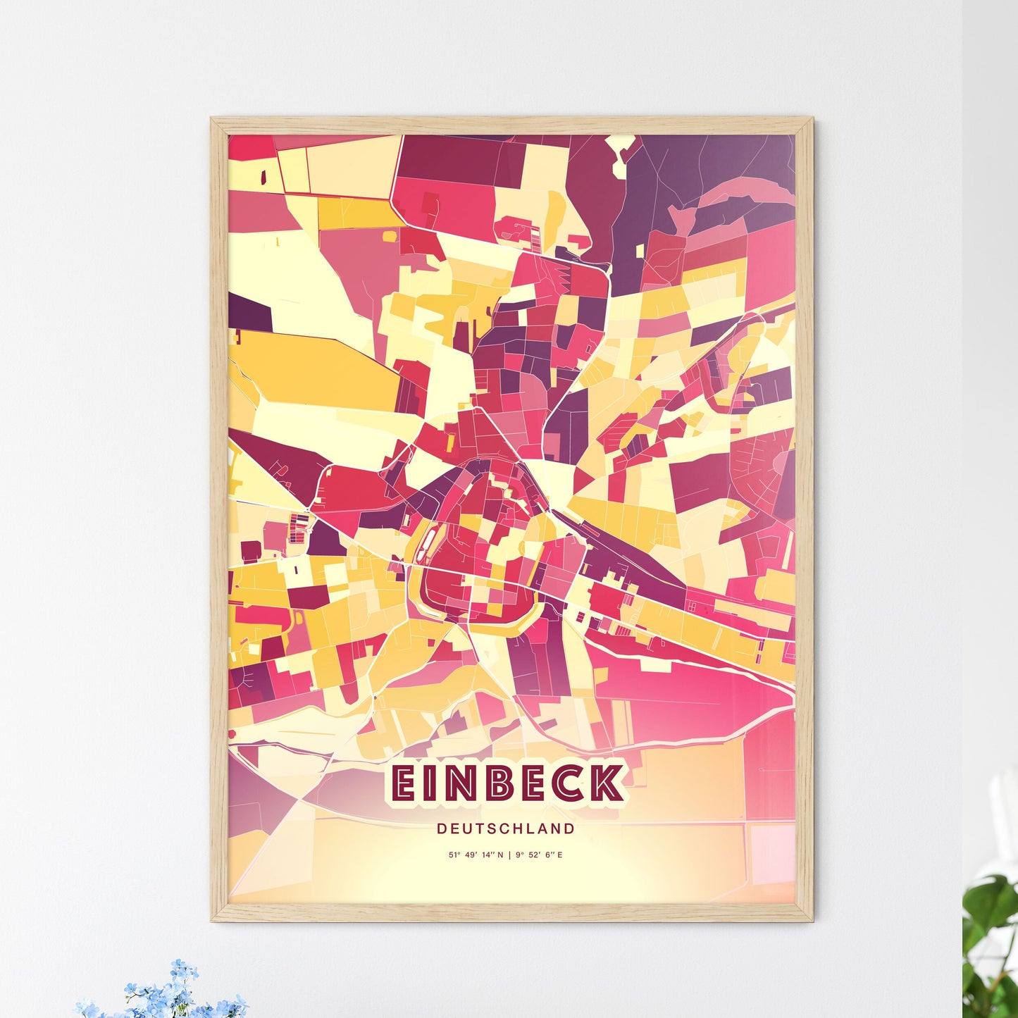 Colorful EINBECK GERMANY Fine Art Map Hot Red