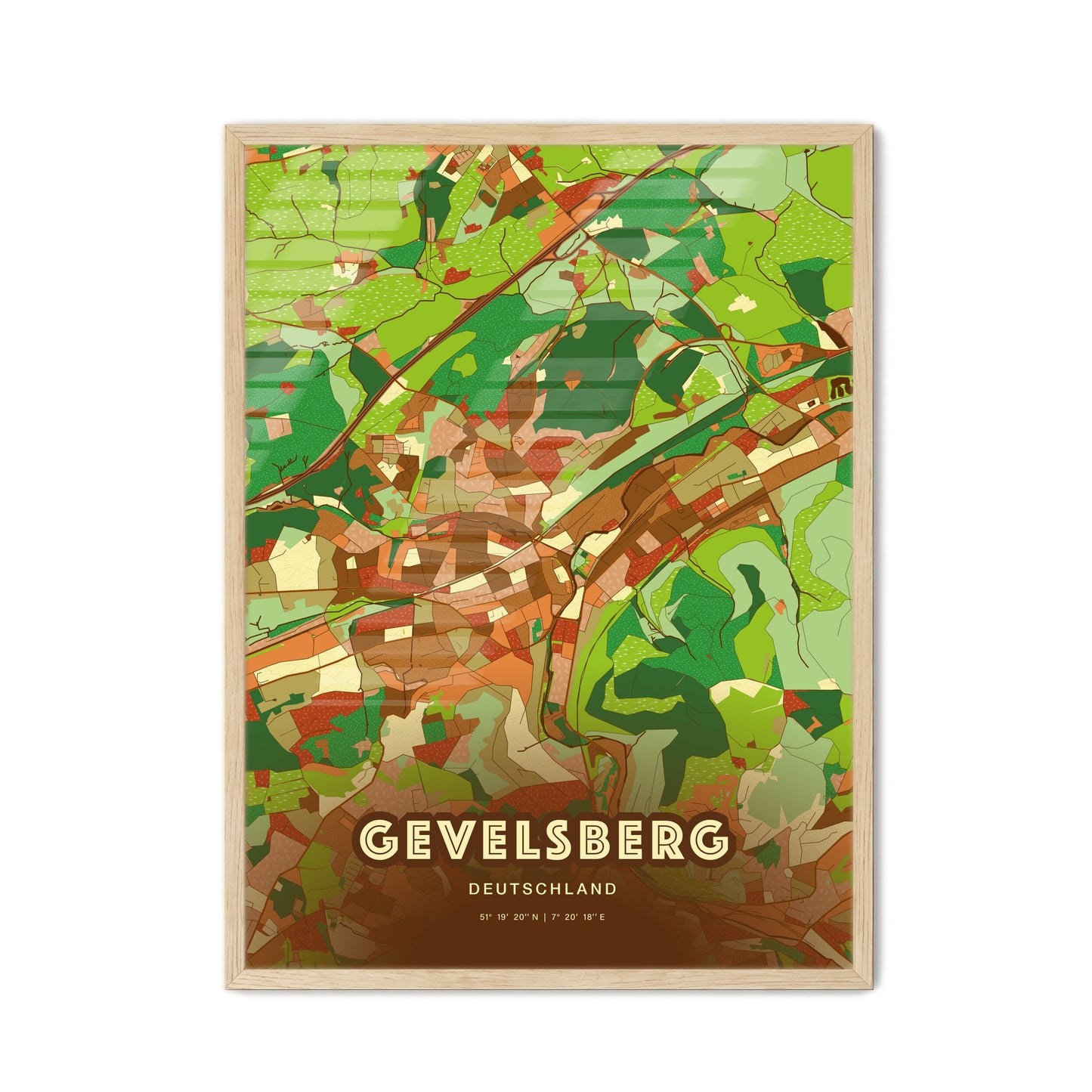 Colorful GEVELSBERG GERMANY Fine Art Map Farmhouse