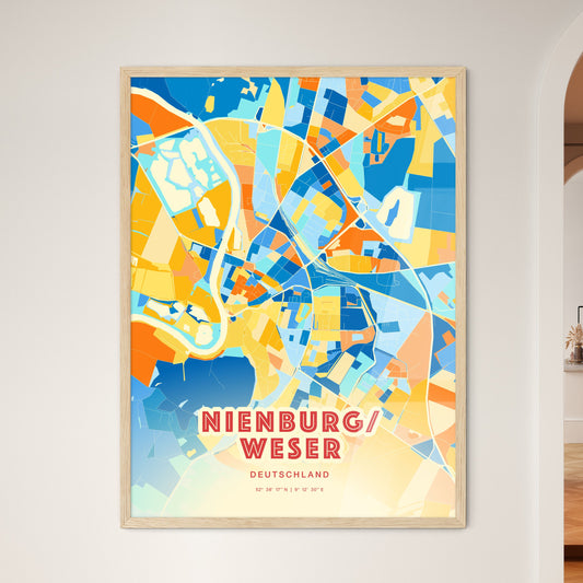 Colorful NIENBURG/WESER GERMANY Fine Art Map Blue Orange