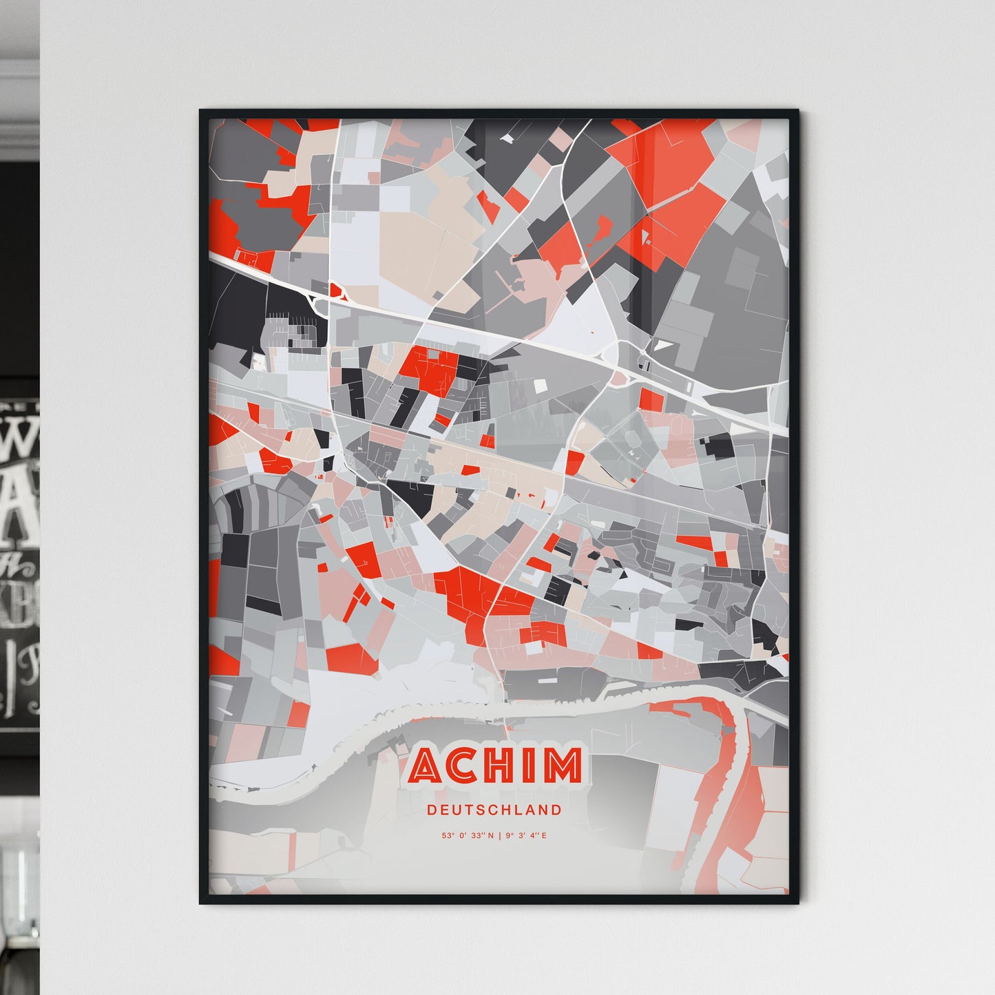 Colorful ACHIM GERMANY Fine Art Map Modern