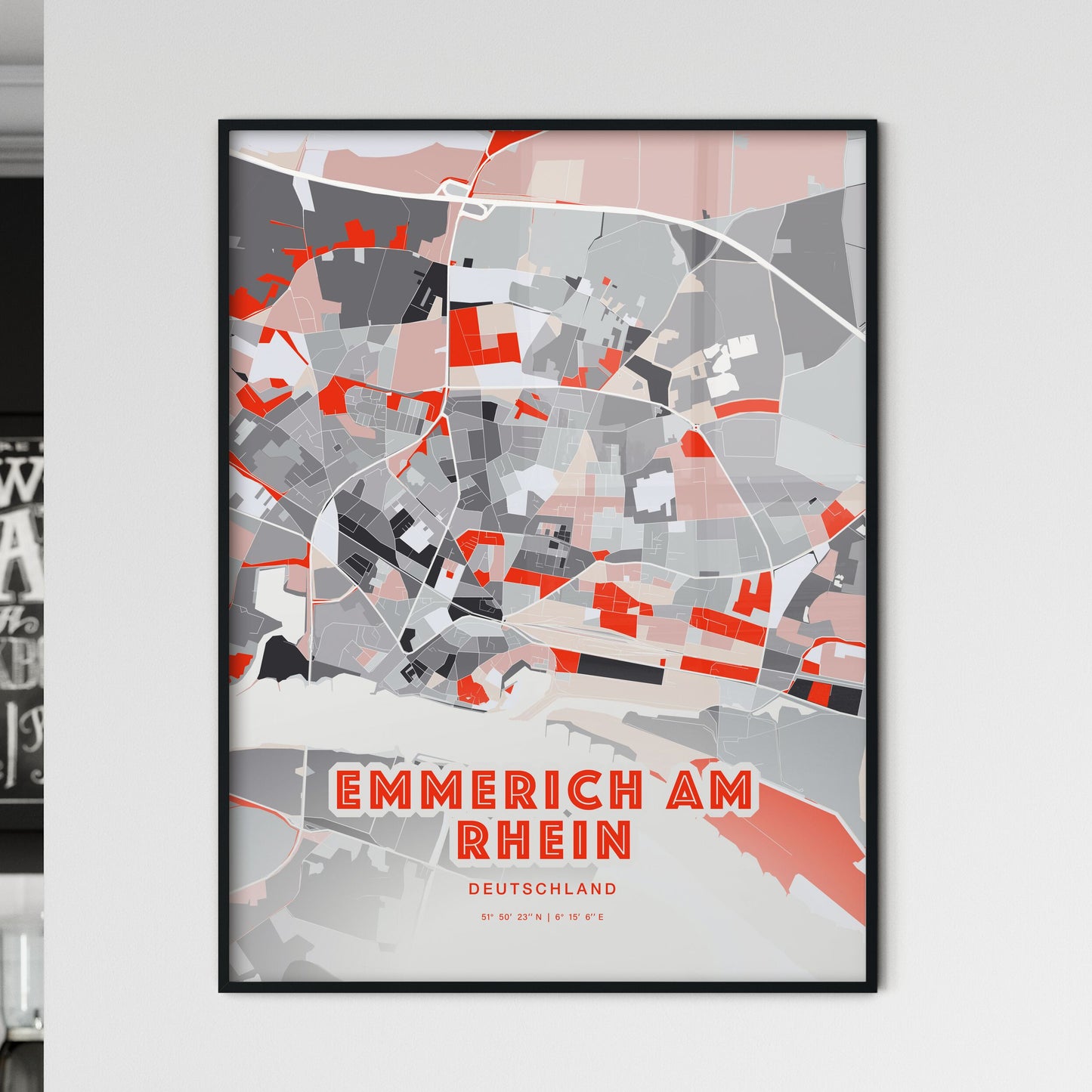 Colorful EMMERICH AM RHEIN GERMANY Fine Art Map Modern