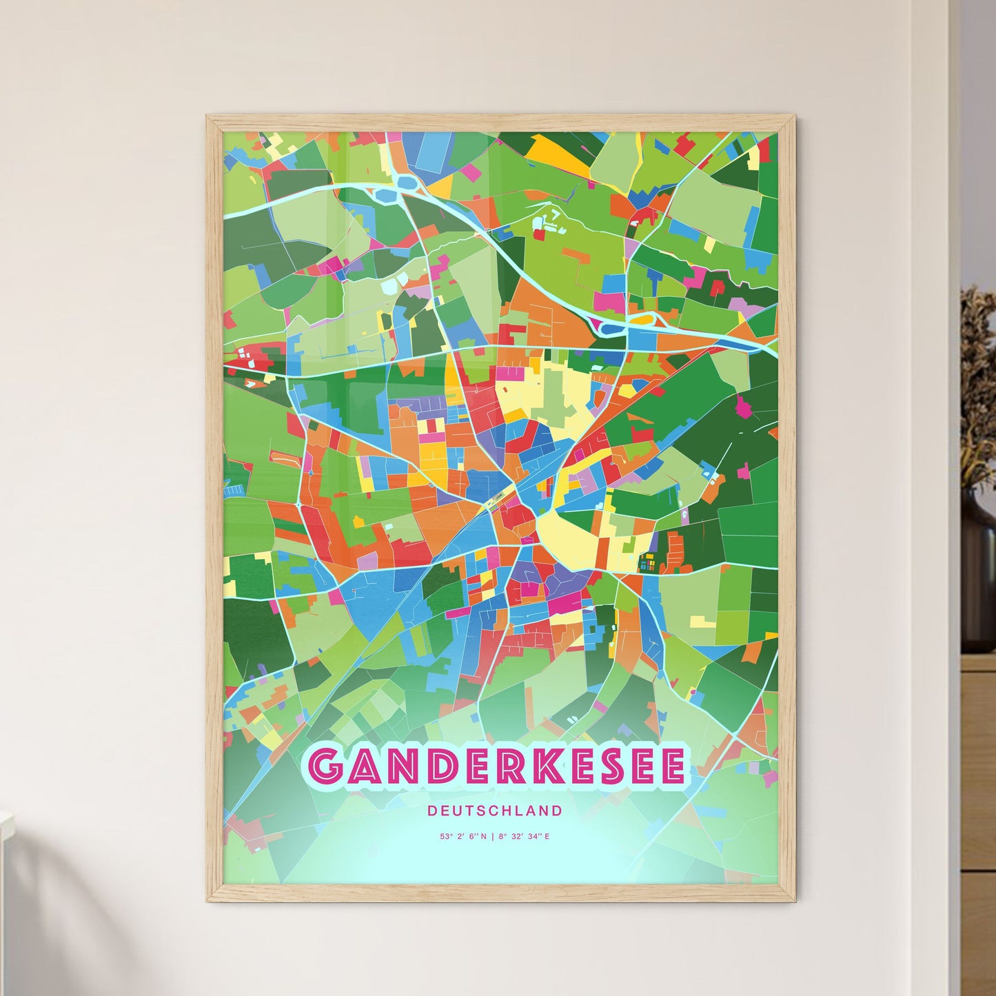 Colorful GANDERKESEE GERMANY Fine Art Map Crazy Colors