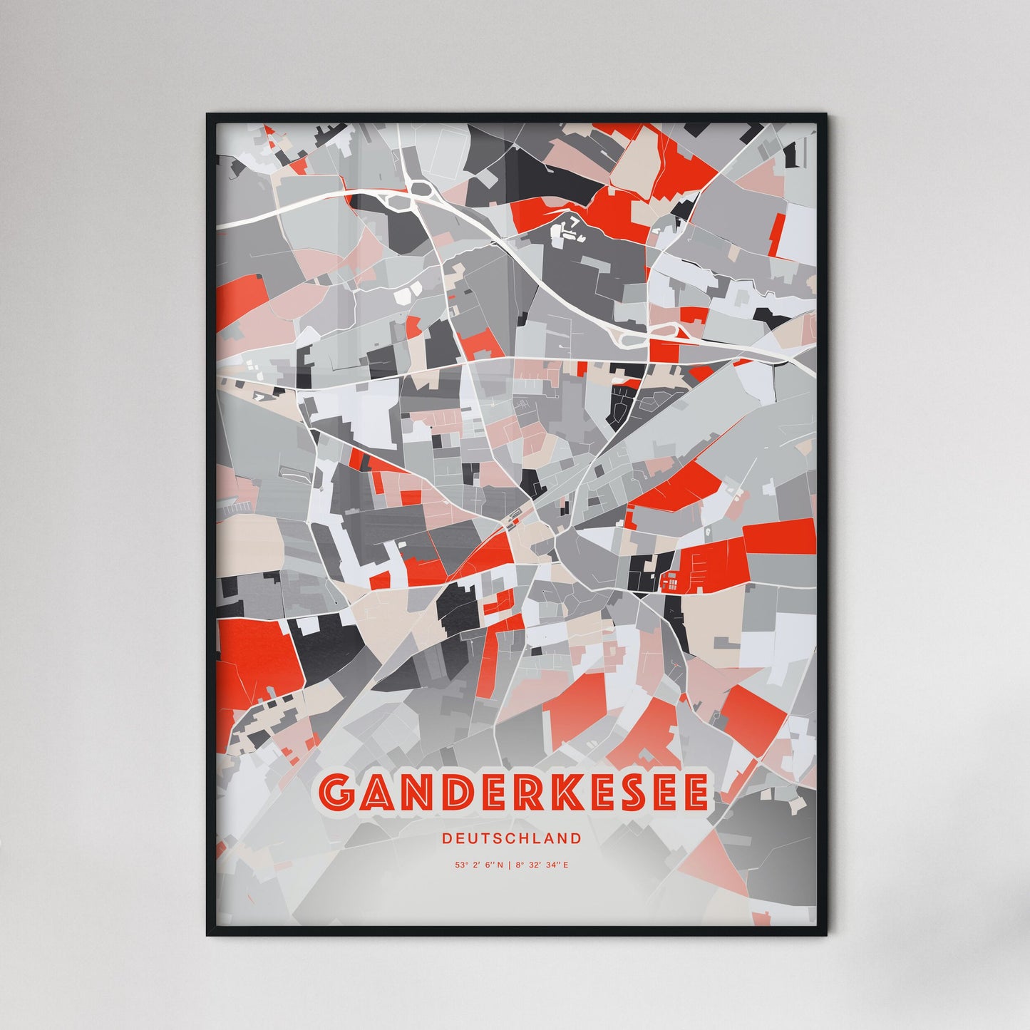 Colorful GANDERKESEE GERMANY Fine Art Map Modern